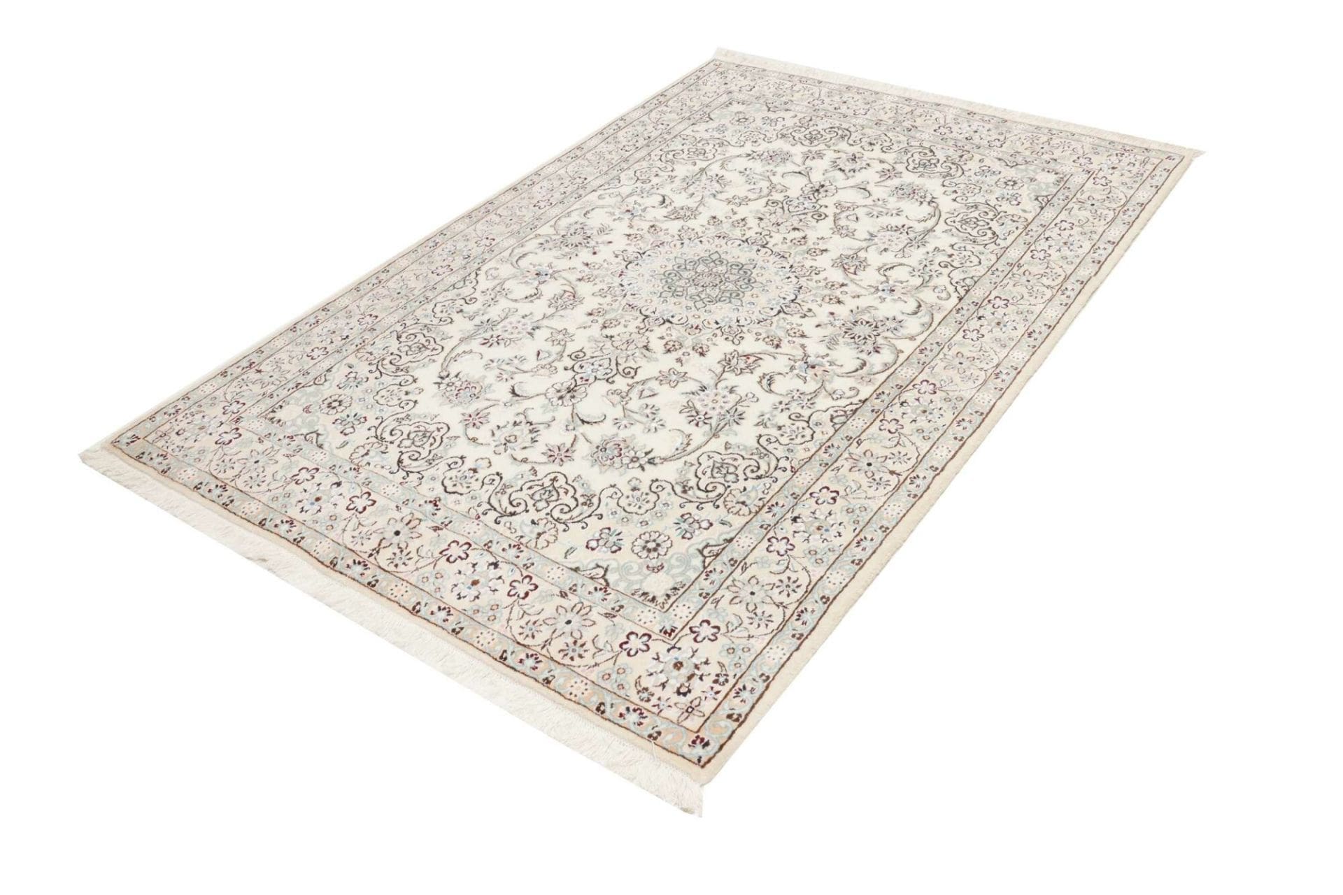 Nain Teppich 141 x 206cm, florale Muster, handgeknüpft, Perserteppich