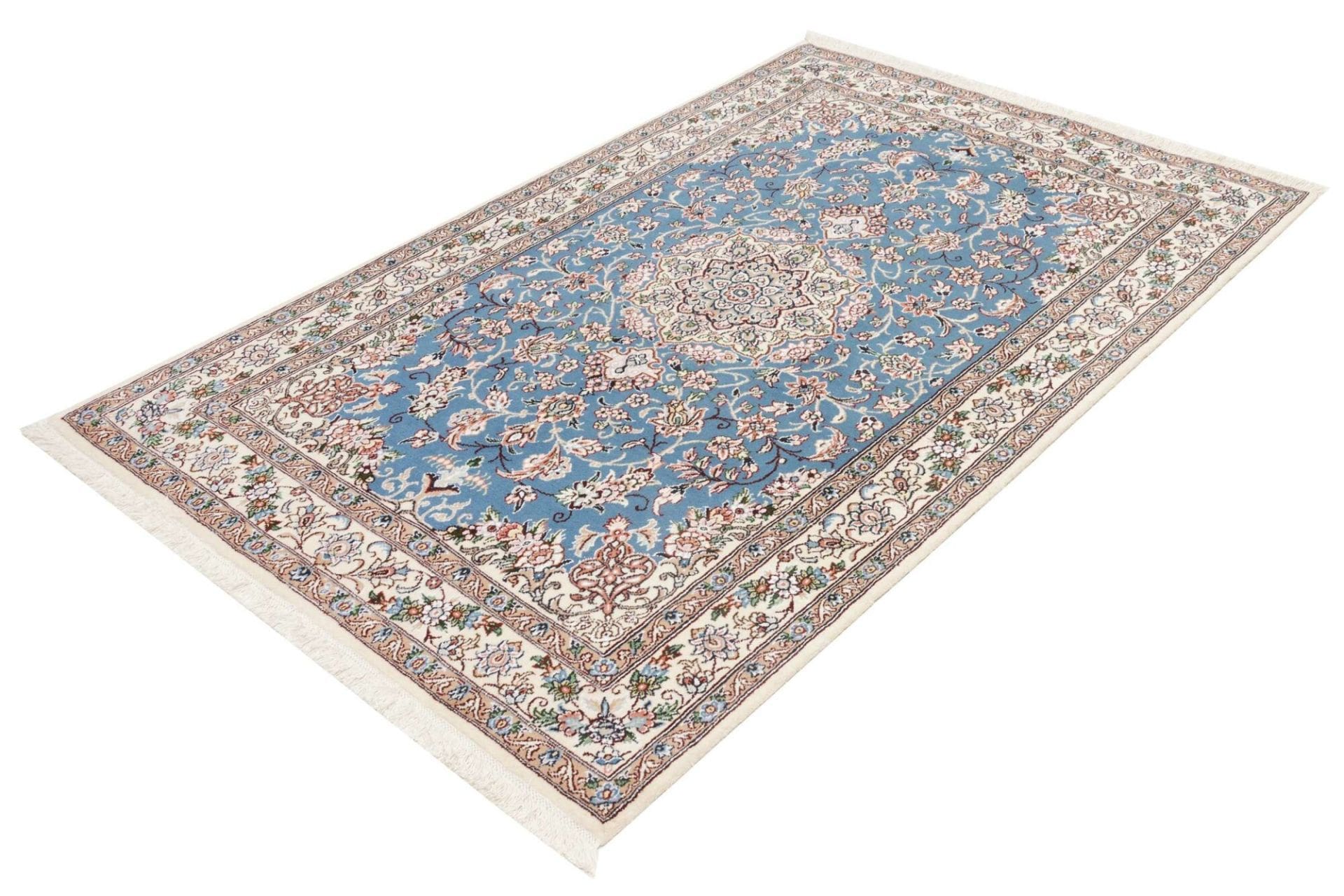 Nain Teppich 127 x 197cm, florale Muster, Schurwolle, handgeknüpft