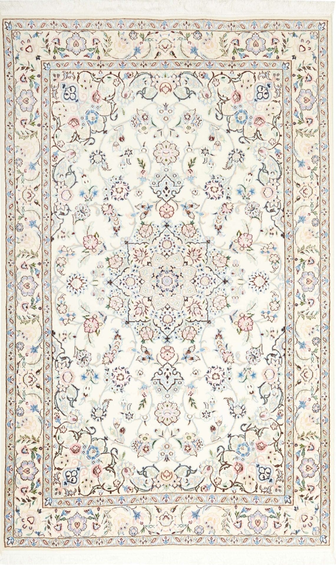 Nain Teppich 136 x 213cm, florale Muster, handgeknüpft, Perserteppich