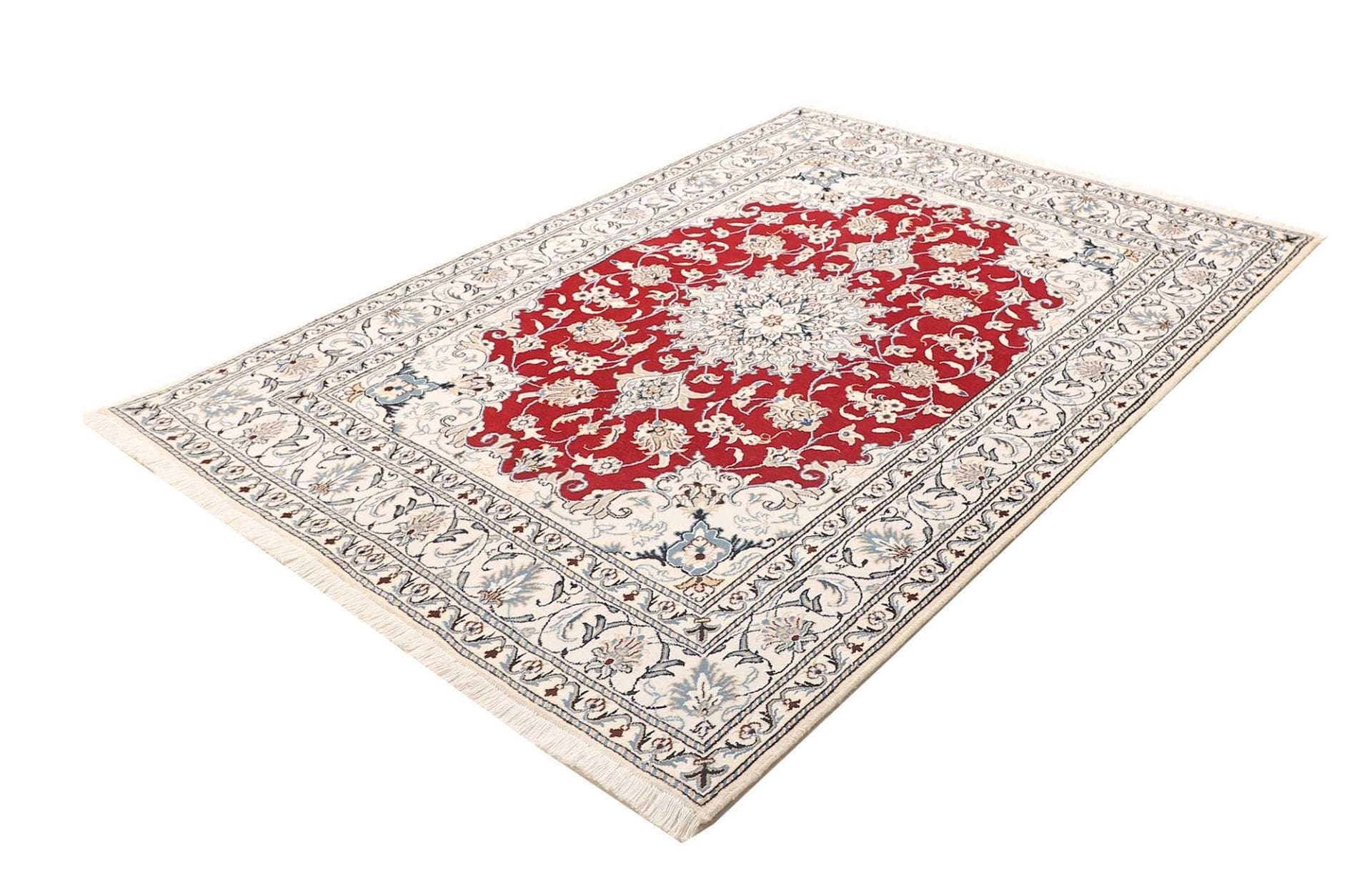 Nain Teppich 150 x 208 cm, florales Design, Schurwolle, handgeknüpft