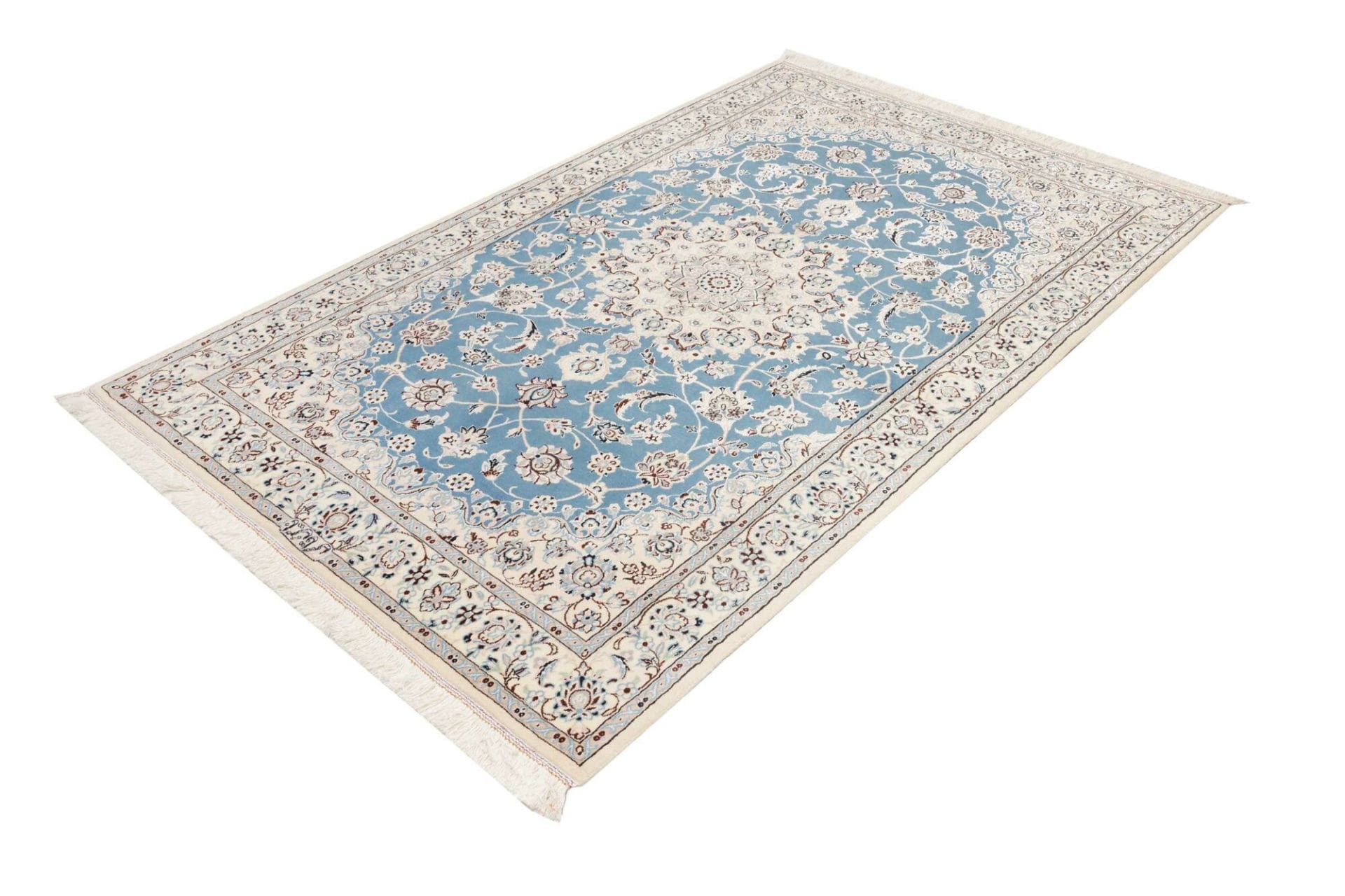 Nain Teppich 133 x 207 cm, florales Muster, handgeknüpft