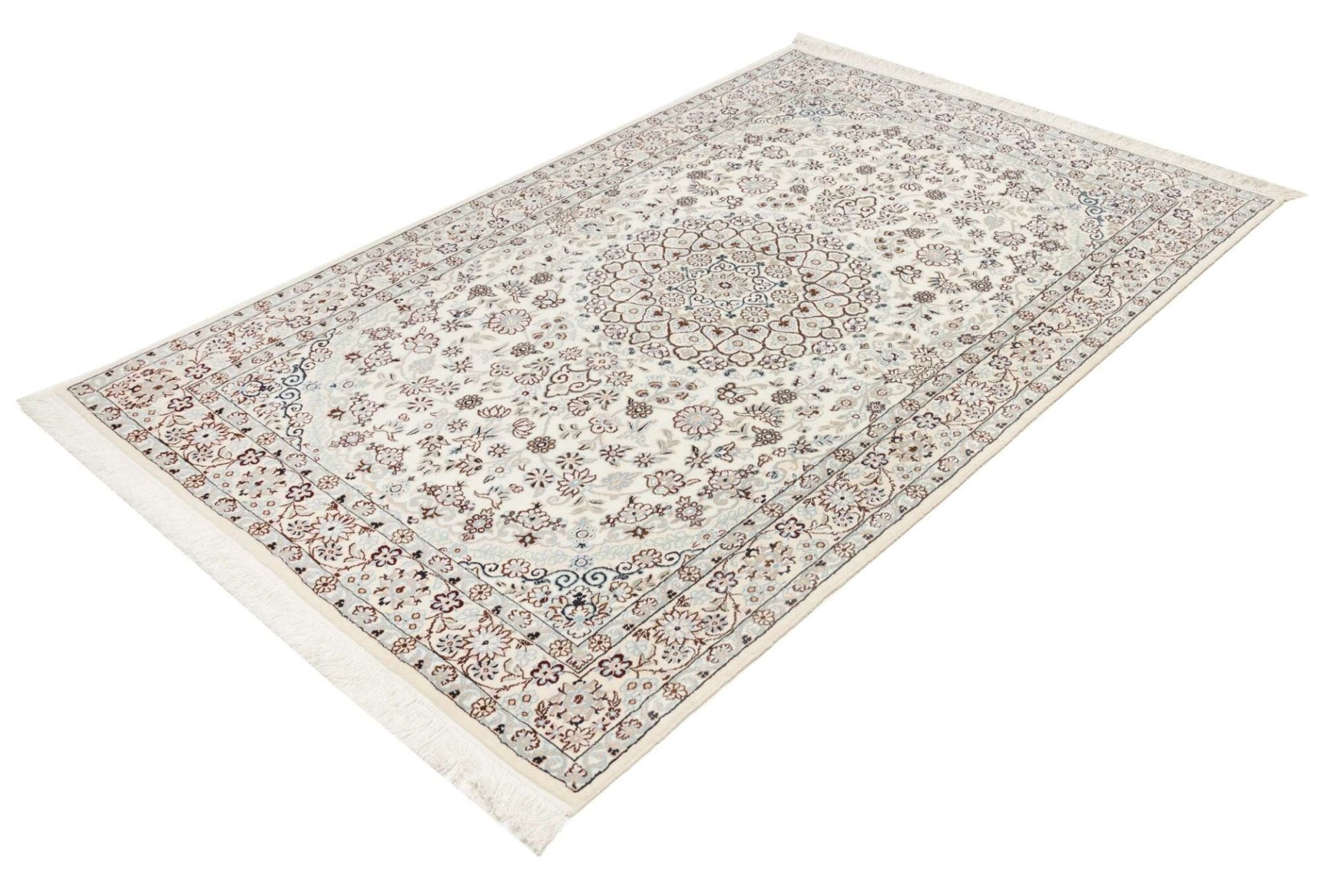 Nain Teppich 133 x 205cm, florales Muster, handgeknüpft, Perserteppich