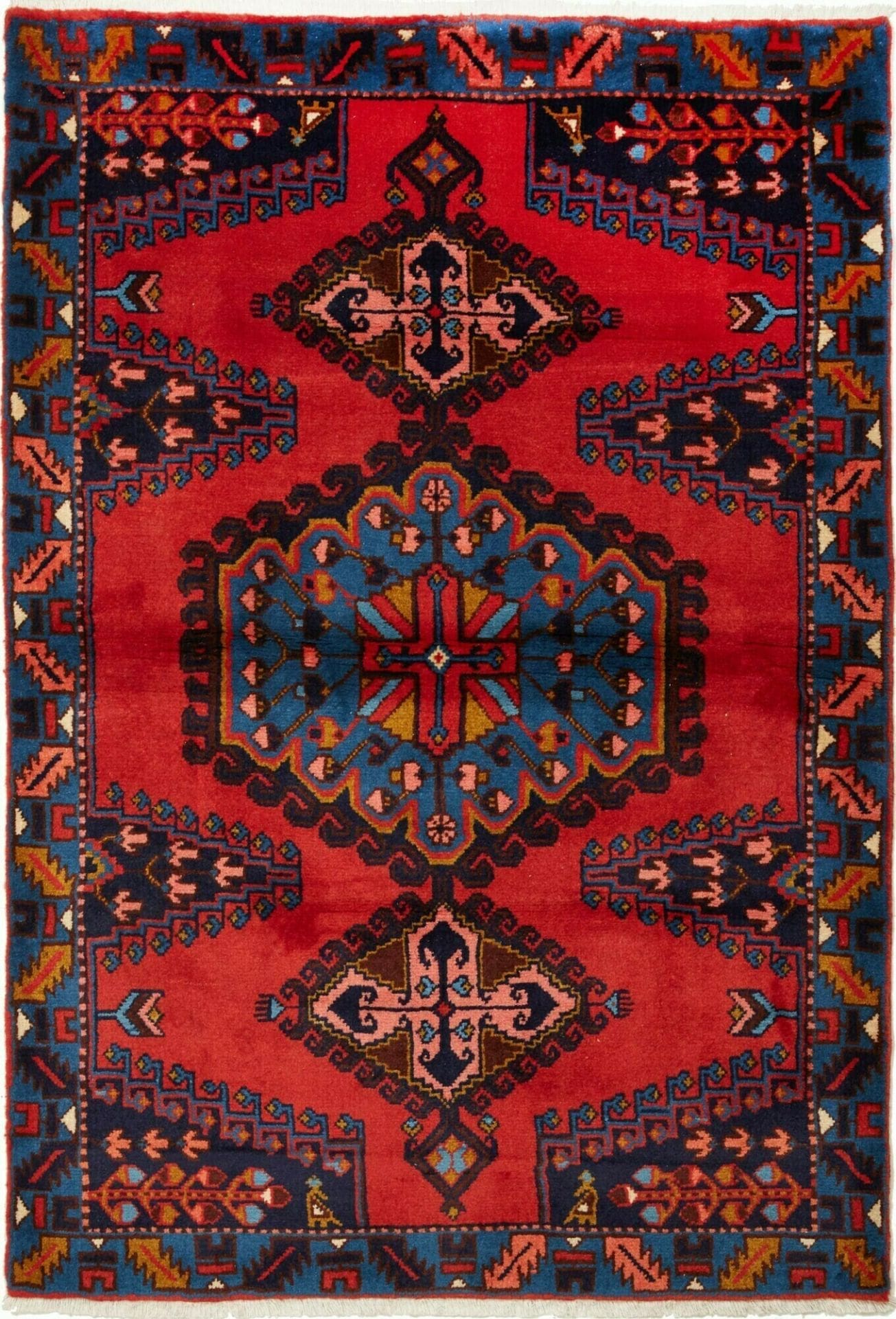 Eleganter Hamadan Teppich 114 x 165cm, handgeknüpft aus Schurwolle