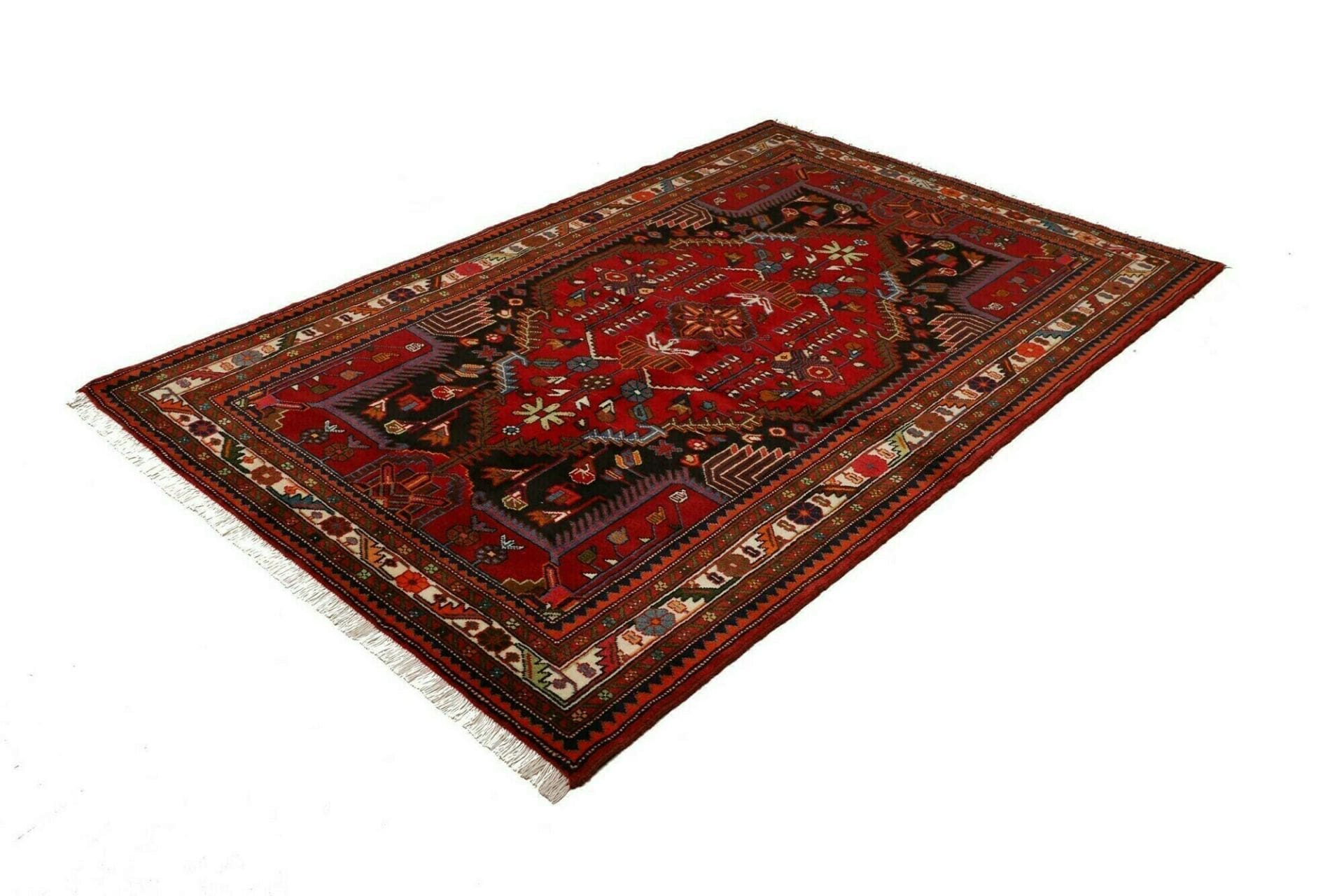 Hamadan Teppich 140 x 210cm, Handgeknüpft, Schurwolle, Herati-Muster
