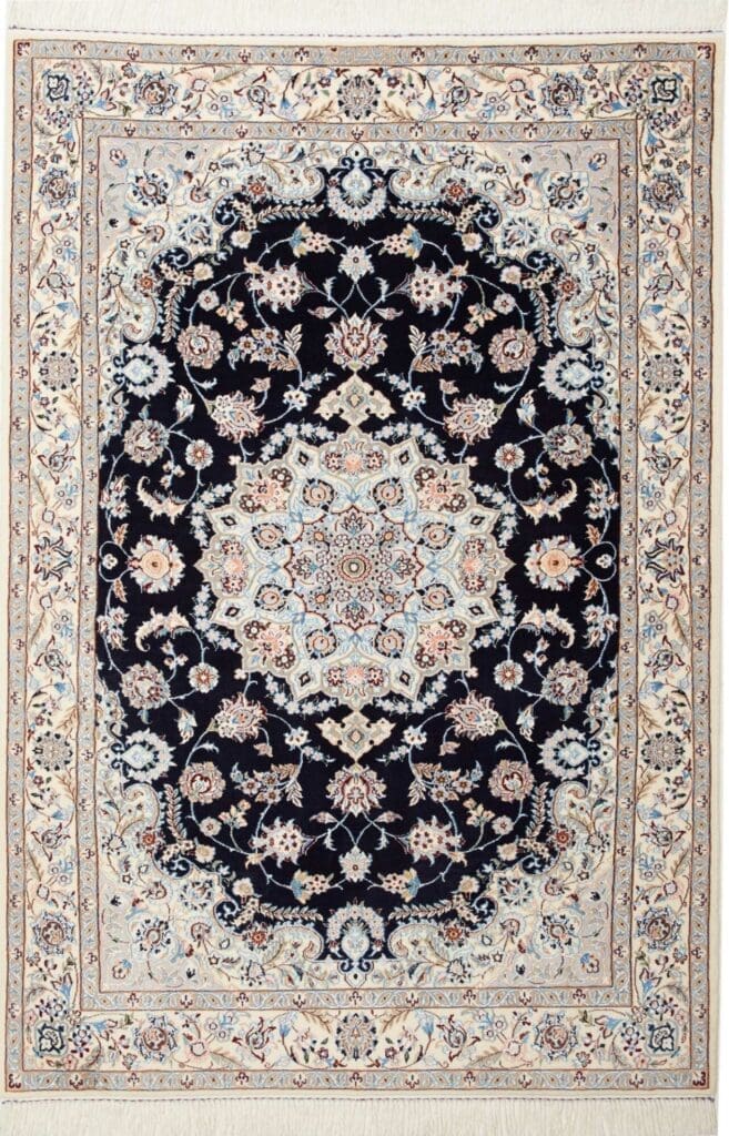 Nain Teppich 121 x 175cm, Schurwolle, florales Muster, handgeknüpft