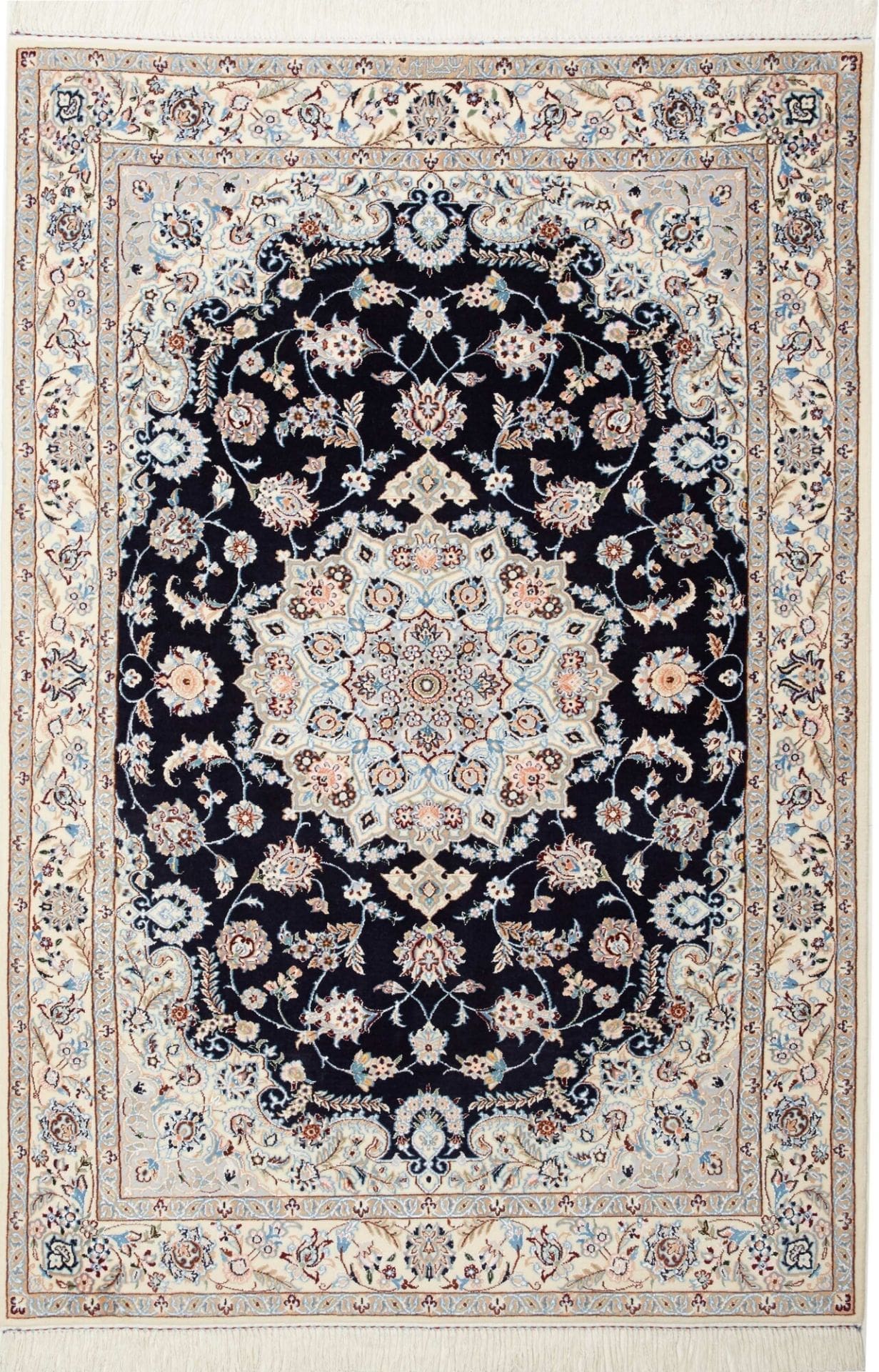 Nain Teppich 121 x 175cm, Schurwolle, florales Muster, handgeknüpft