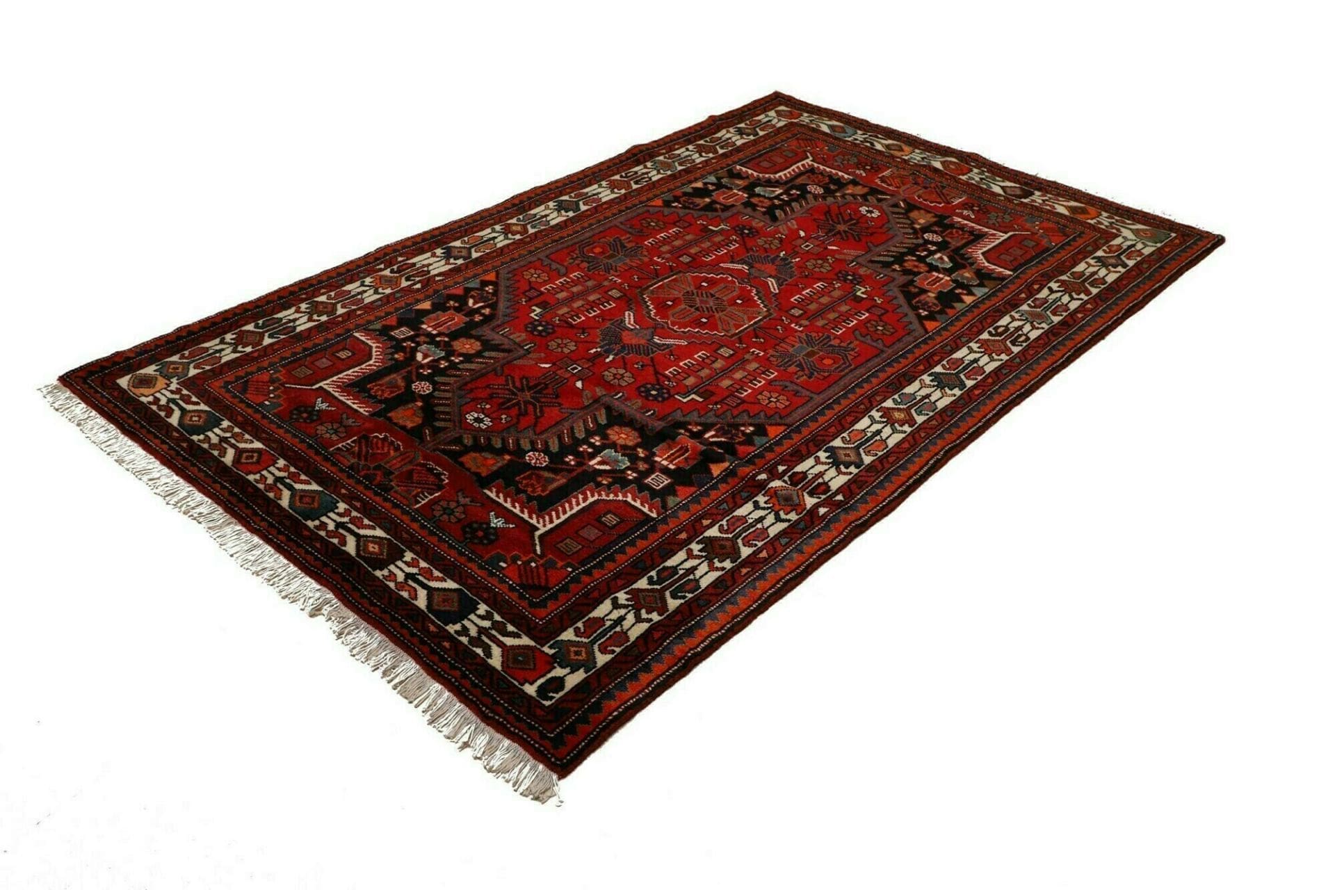 Hamadan Teppich 137 x 212cm, Herati-Muster, Schurwolle, handgeknüpft