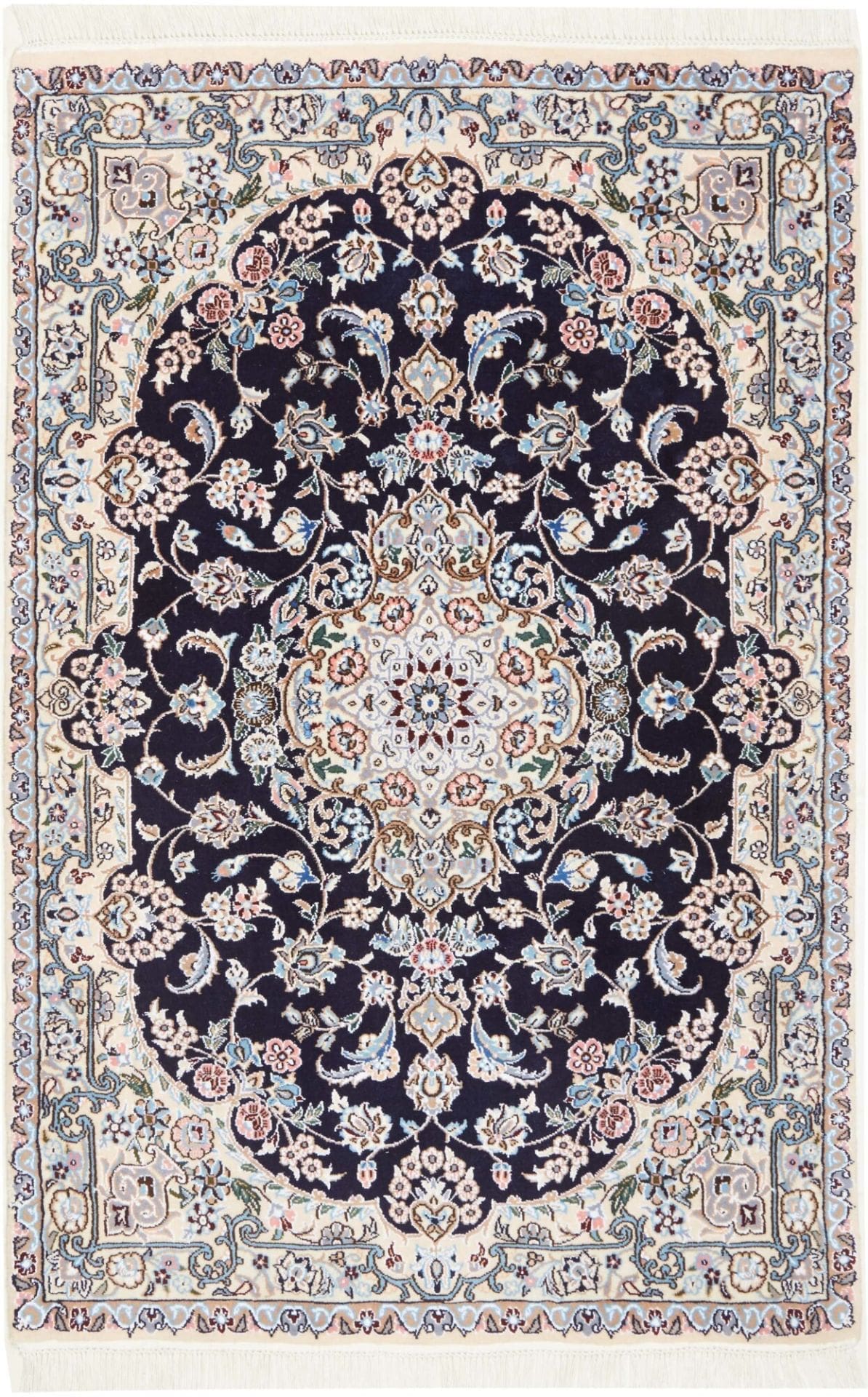 Nain Teppich 102x154cm handgeknüpft, florales Muster, Perserteppich