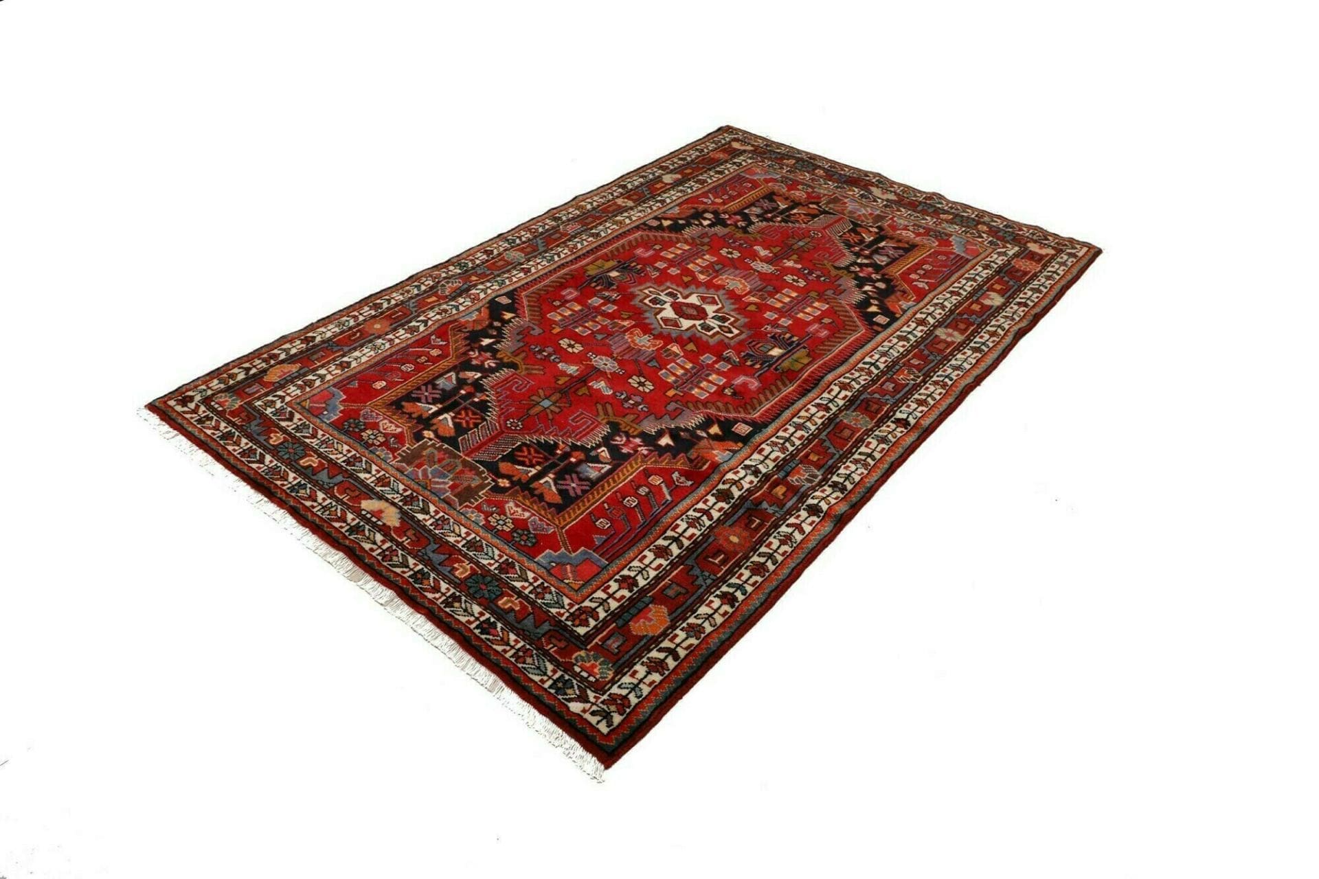 Shiraz Teppich 136 x 210 cm handgeknüpft, Wolle, geometrisches Muster