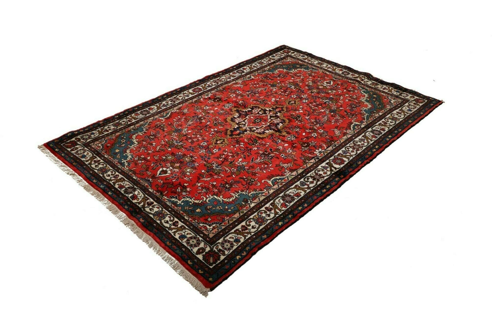 Hamadan Teppich 131 x 195 cm, Handgeknüpft, Schurwolle, Herati-Muster