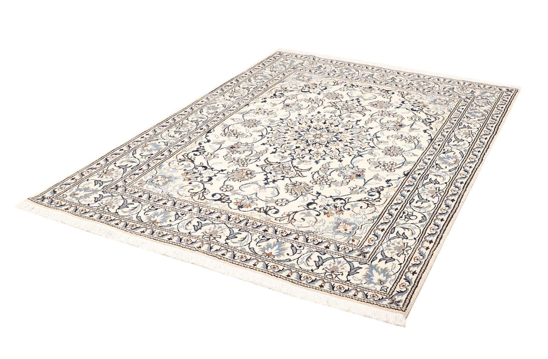 Nain Teppich 155 x 198cm, florale Muster, handgeknüpft, Perserteppich
