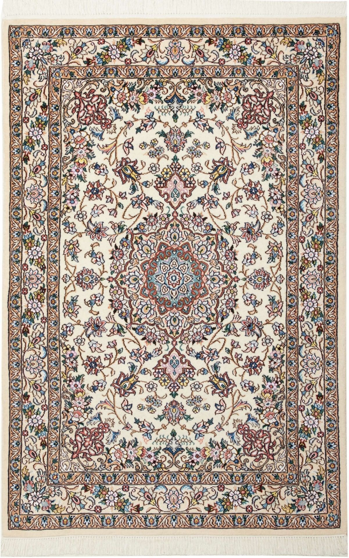Nain Teppich 105 x 152cm, florales Muster, handgeknüpft, Perserteppich