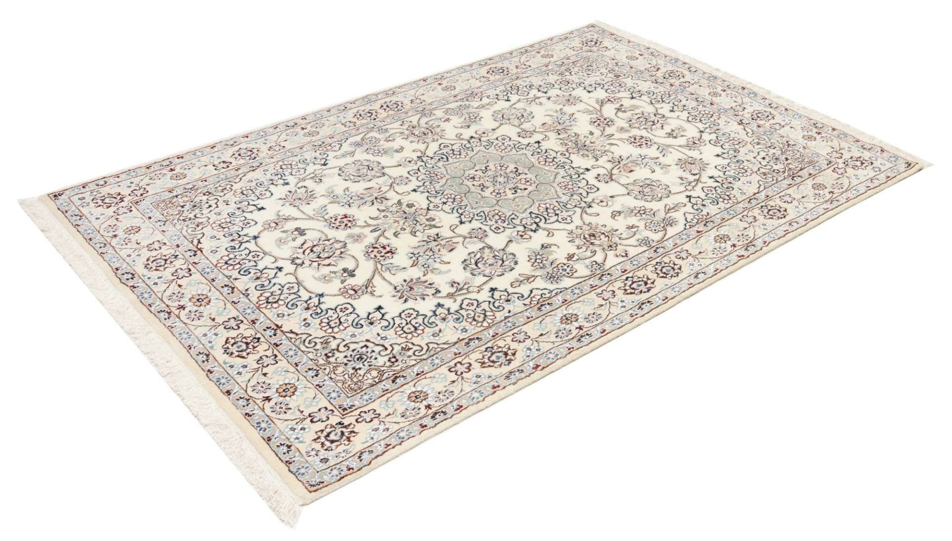 Exklusiver Nain Teppich 133 x 200 cm - Florale Muster, handgeknüpft