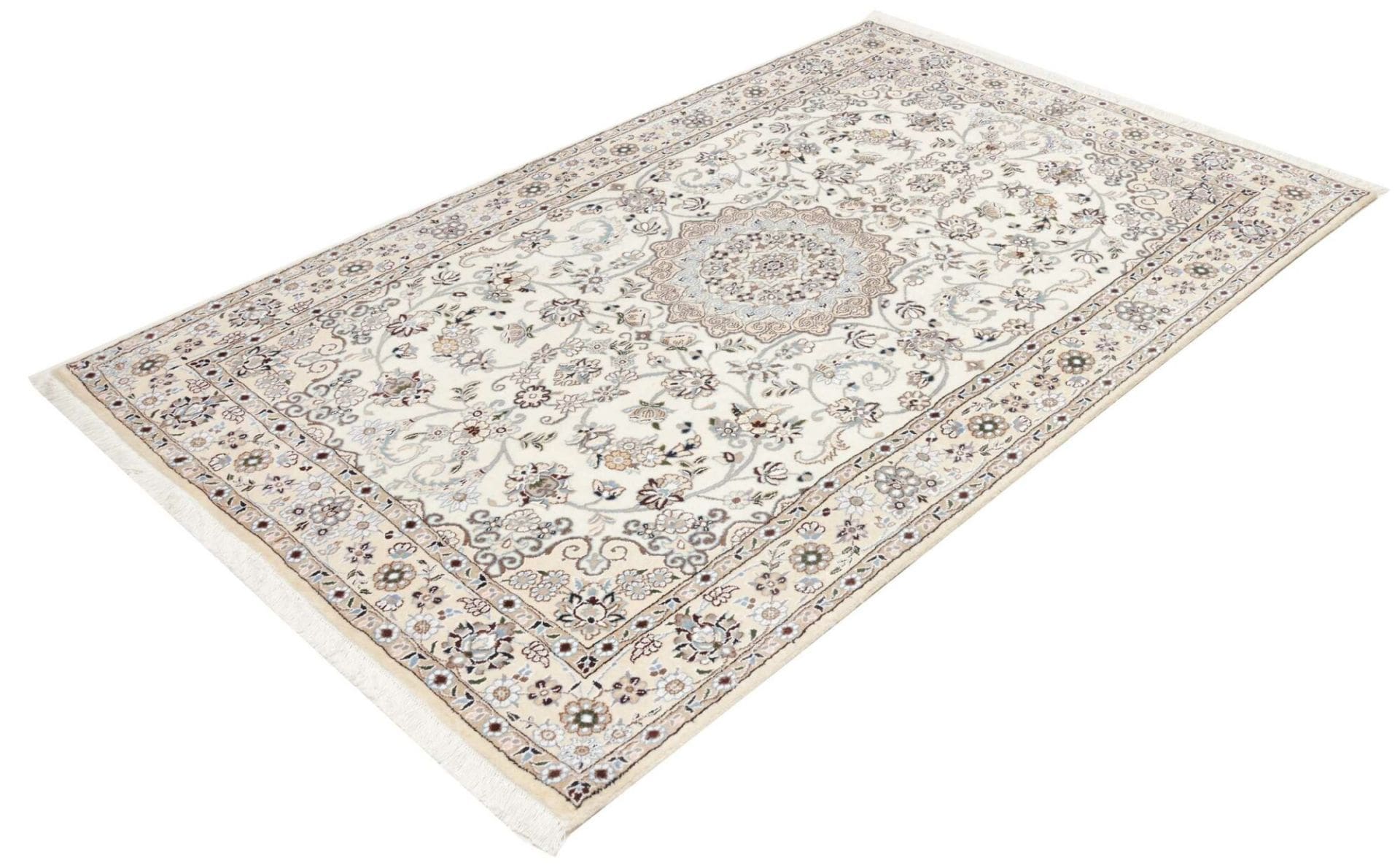 Nain Teppich 136 x 210cm, florale Muster, handgeknüpft, Perserteppich