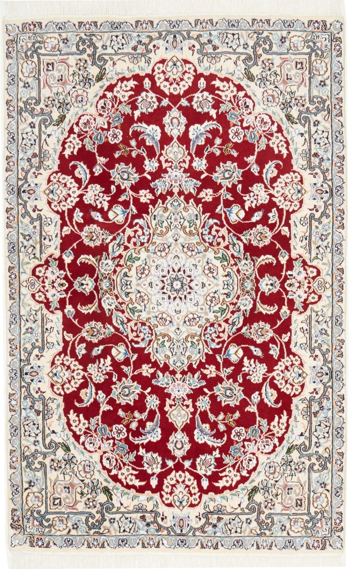 Nain Teppich 103 x 157cm, florales Design, handgeknüpft, Perserteppich