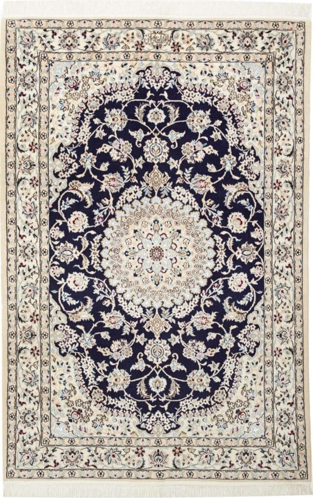 Nain Teppich 6La 105 x 155 cm, florale Muster, handgeknüpft