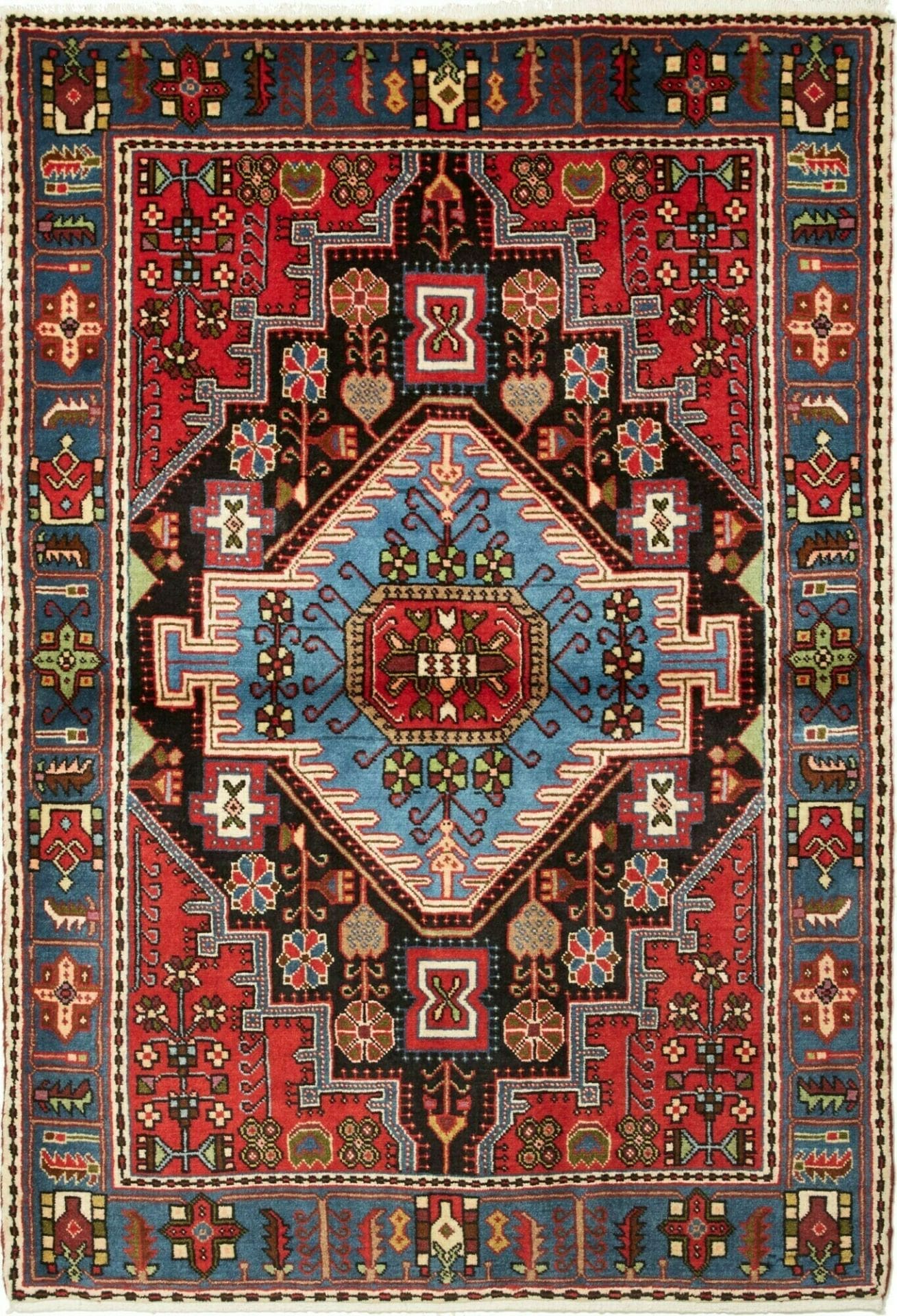 Hamadan Teppich 115 x 165cm, Schurwolle, Herati-Muster, handgeknüpft