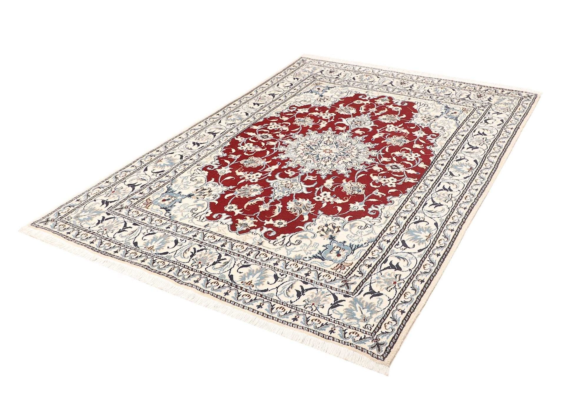 Nain Teppich 148 x 205 cm, florale Muster, handgeknüpft, Perserteppich