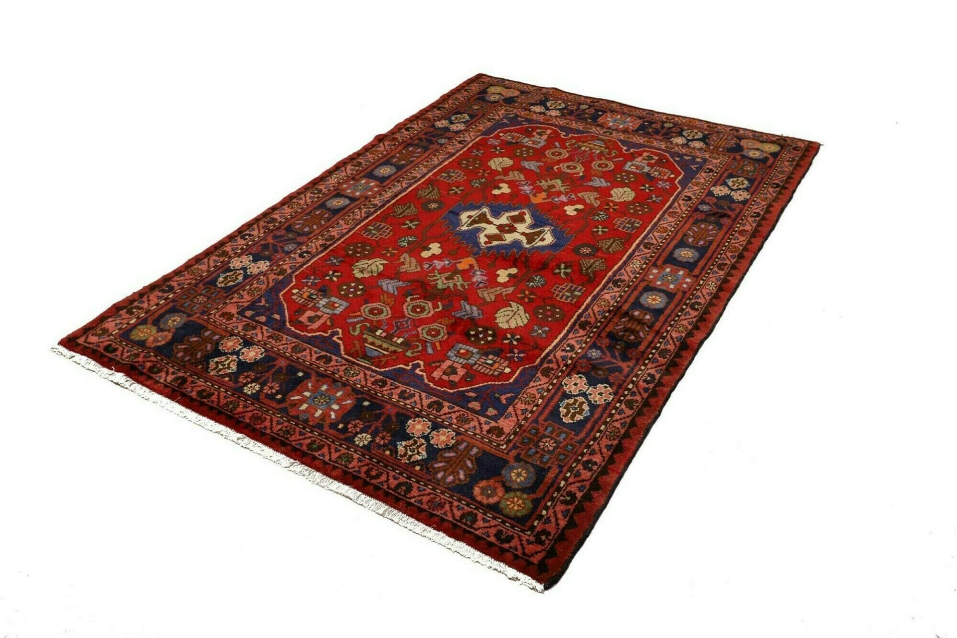 Hamadan Teppich 143 x 205 cm, Schurwolle, Herati-Muster, handgeknüpft