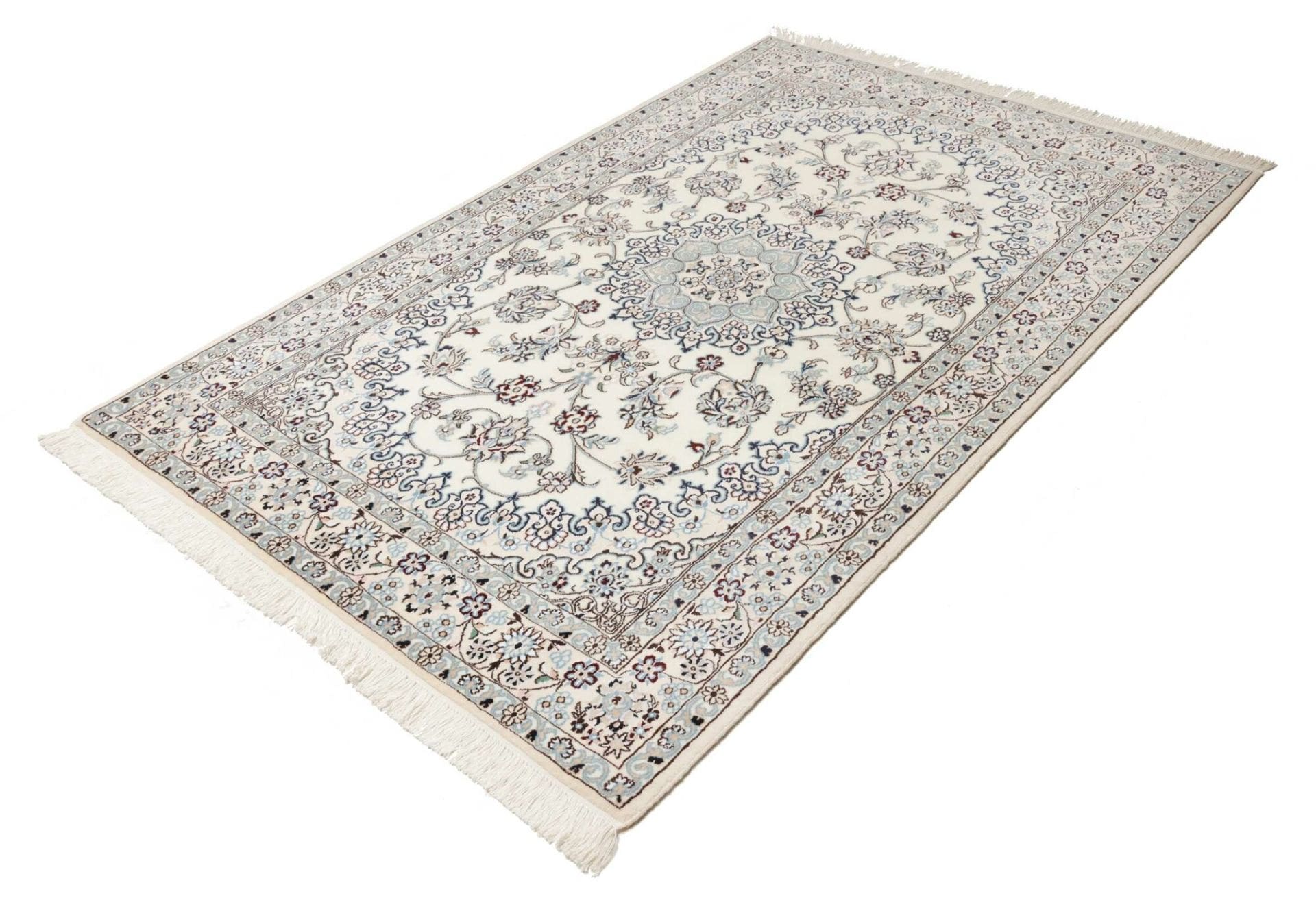 Nain Orientteppich 133 x 205 cm, florales Muster, handgeknüpft