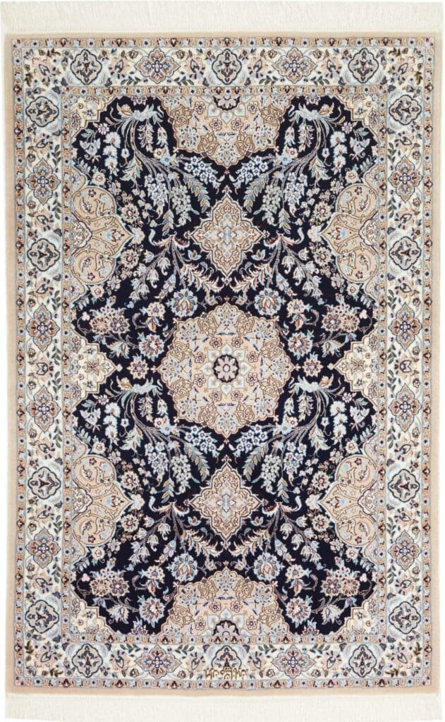 Nain Teppich 107 x 158cm, florales Design, handgeknüpft, Perserteppich