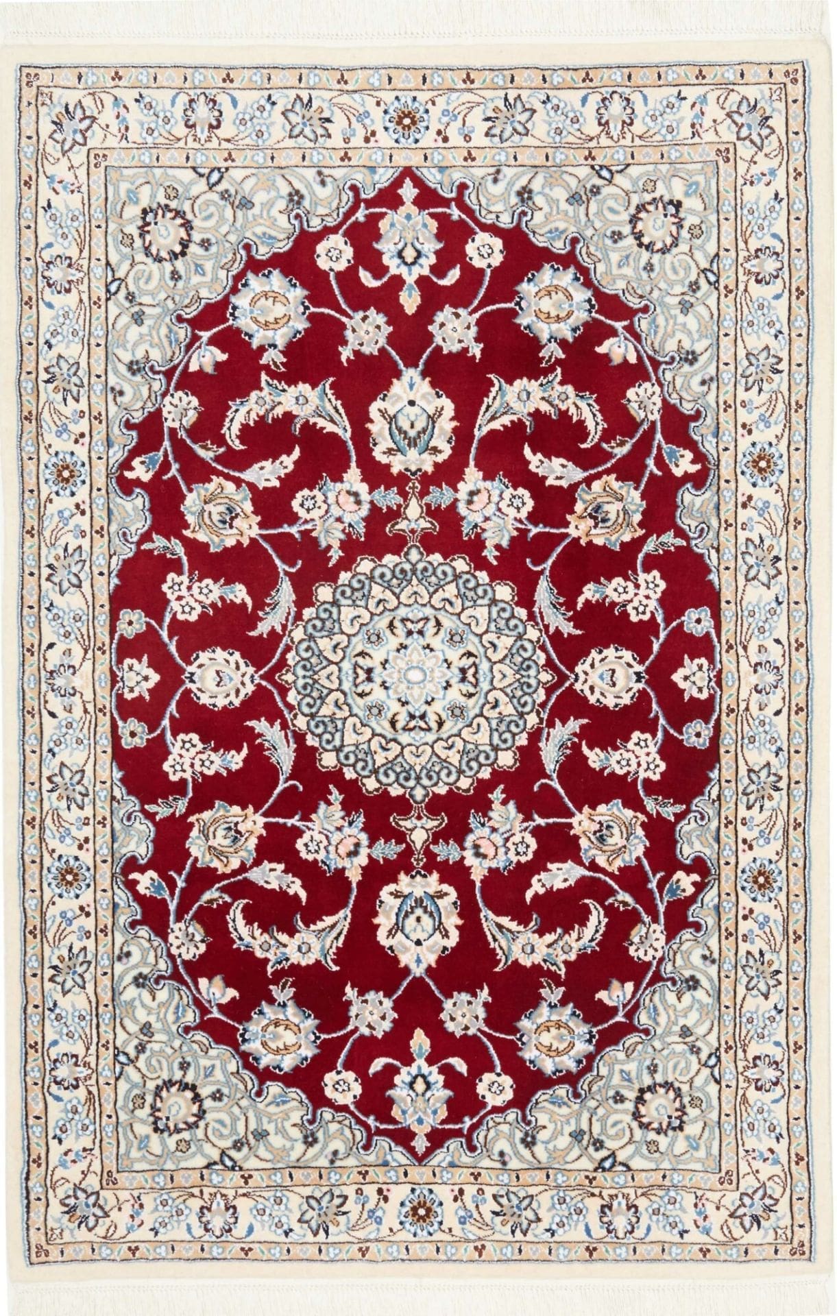 Nain Teppich 103x151cm, florale Muster, handgeknüpft, Perserteppich