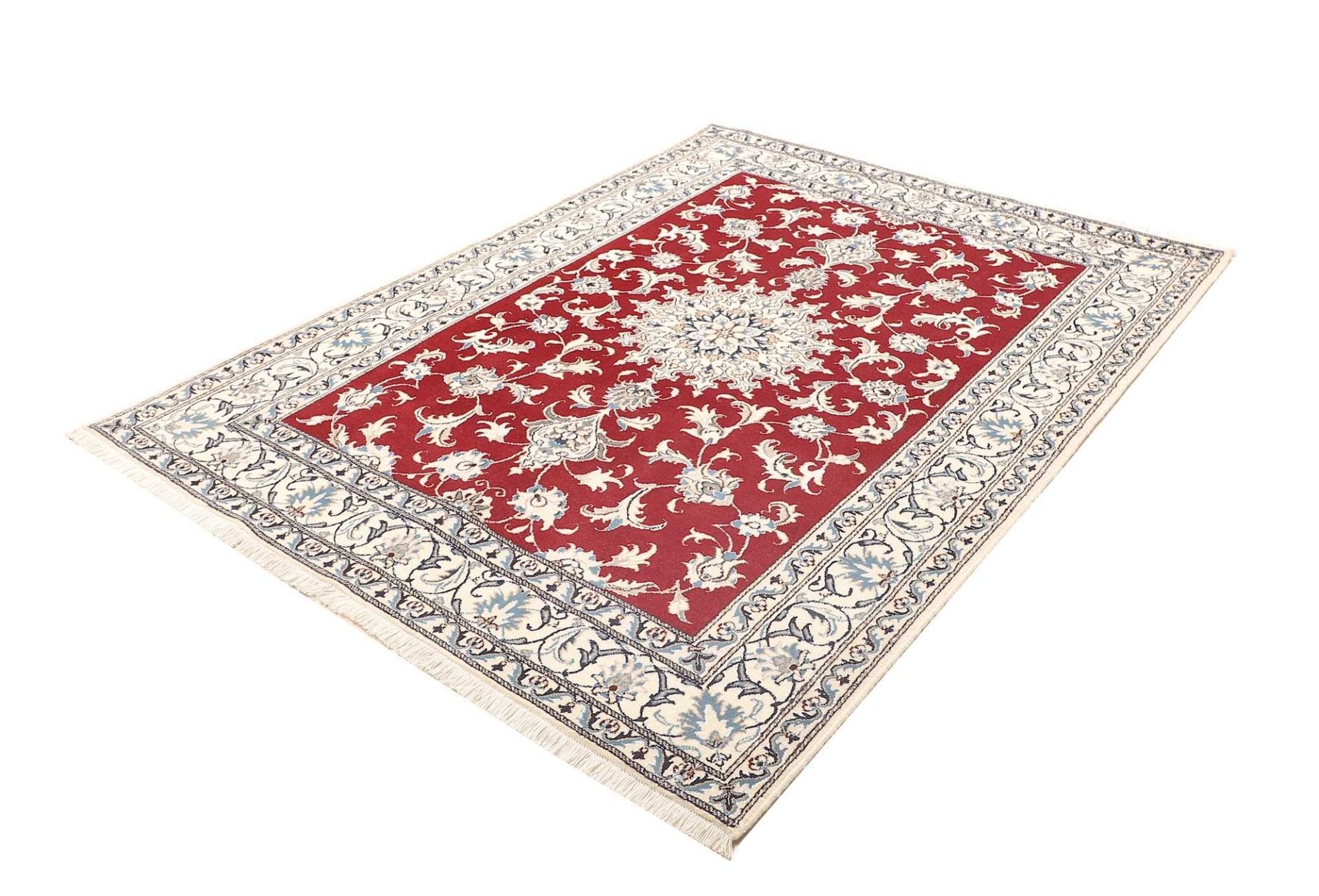 Nain Teppich 156 x 202 cm, florales Muster, handgeknüpft