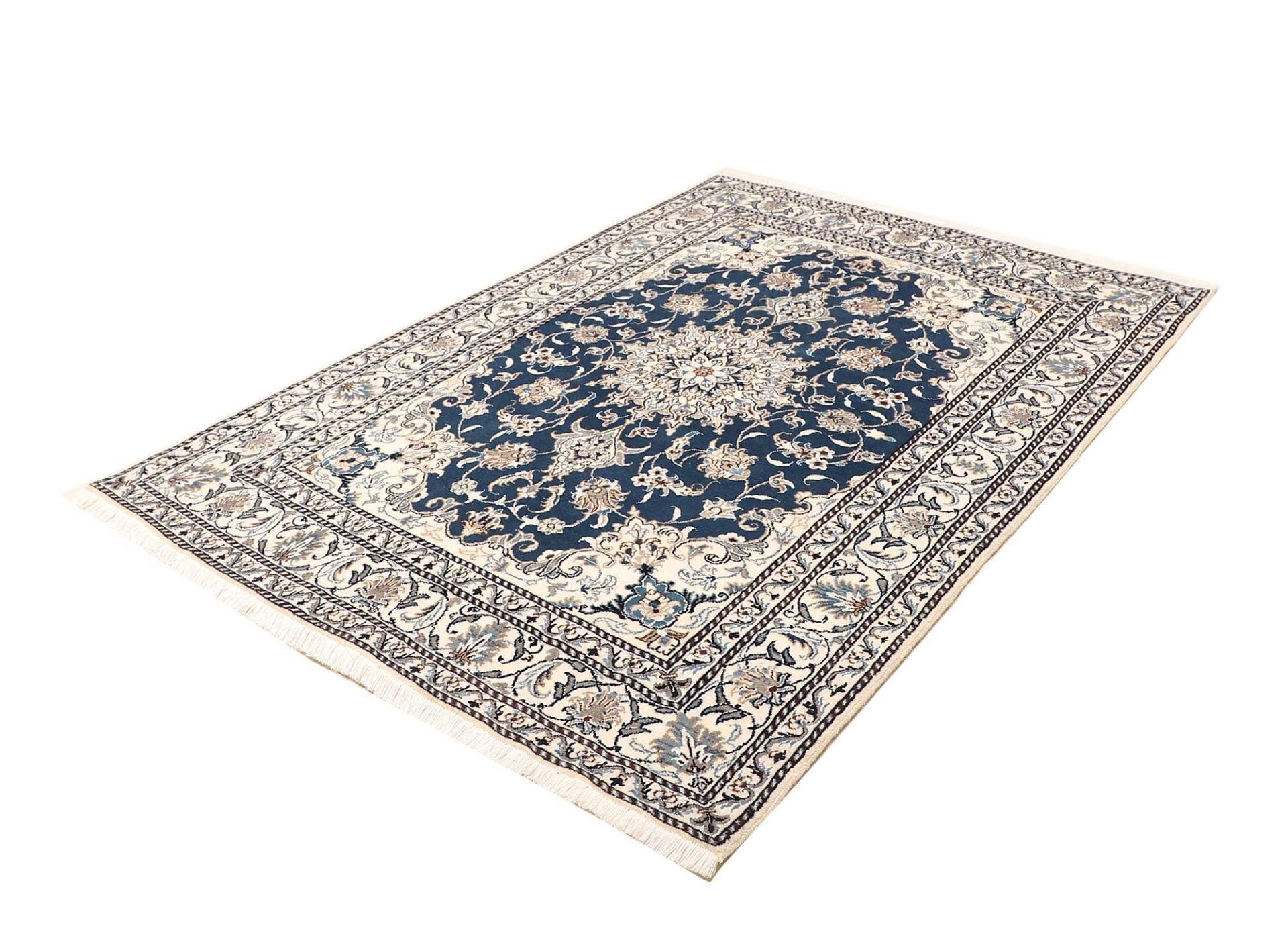 Nain Teppich 153 x 210 cm, florale Muster, handgeknüpft, Perserteppich
