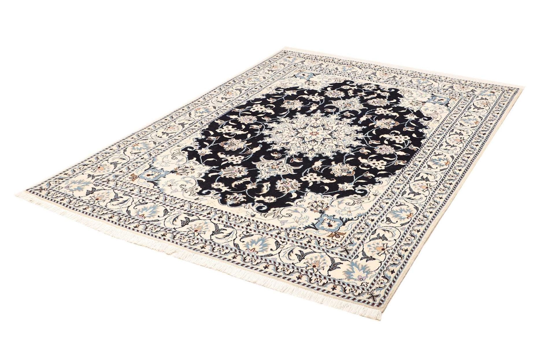 Nain Teppich 153 x 205 cm, florales Muster, handgeknüpft, Perserteppich