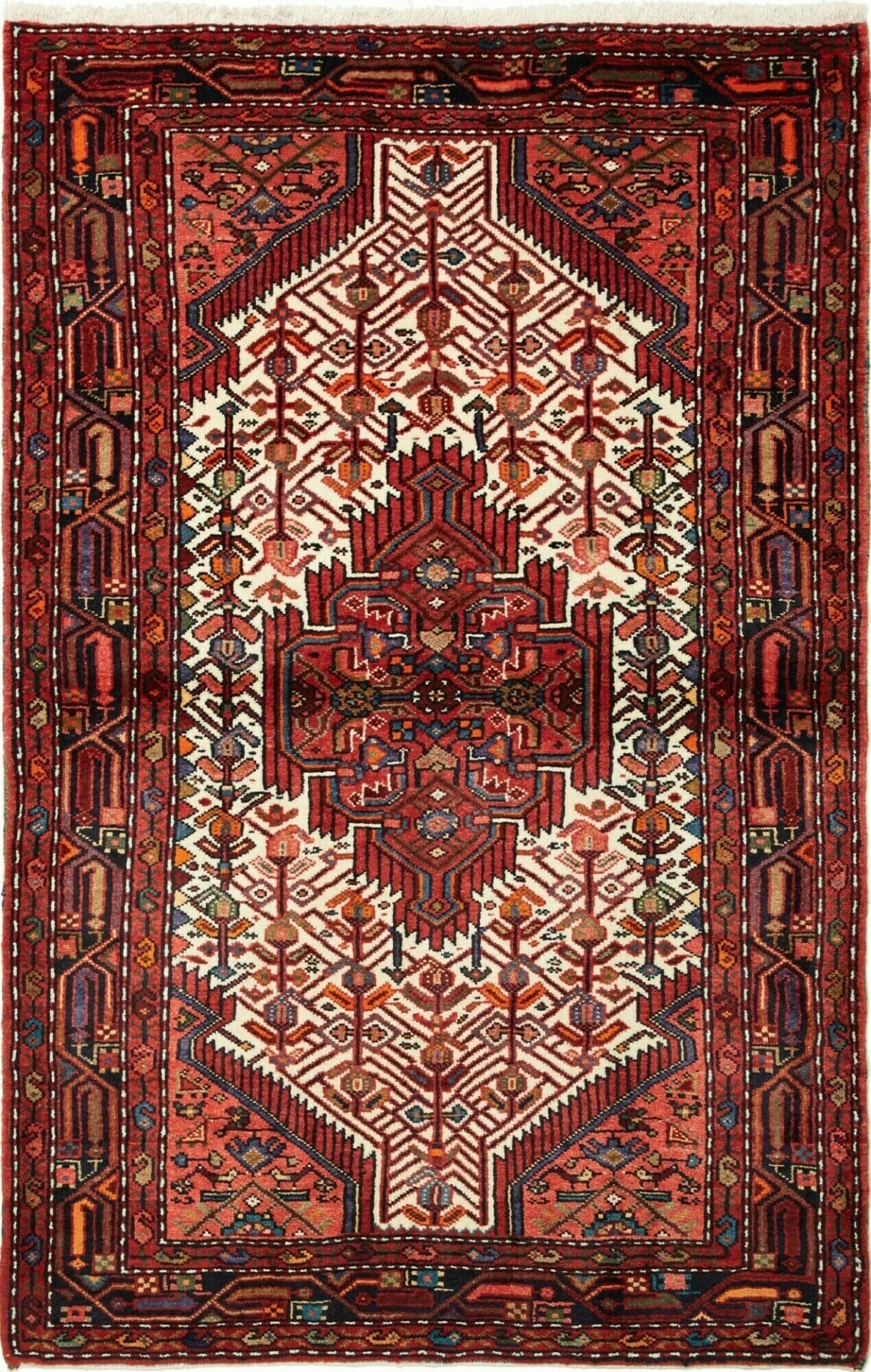 Hamadan Teppich 114 x 175cm, Schurwolle, Herati-Muster, handgeknüpft