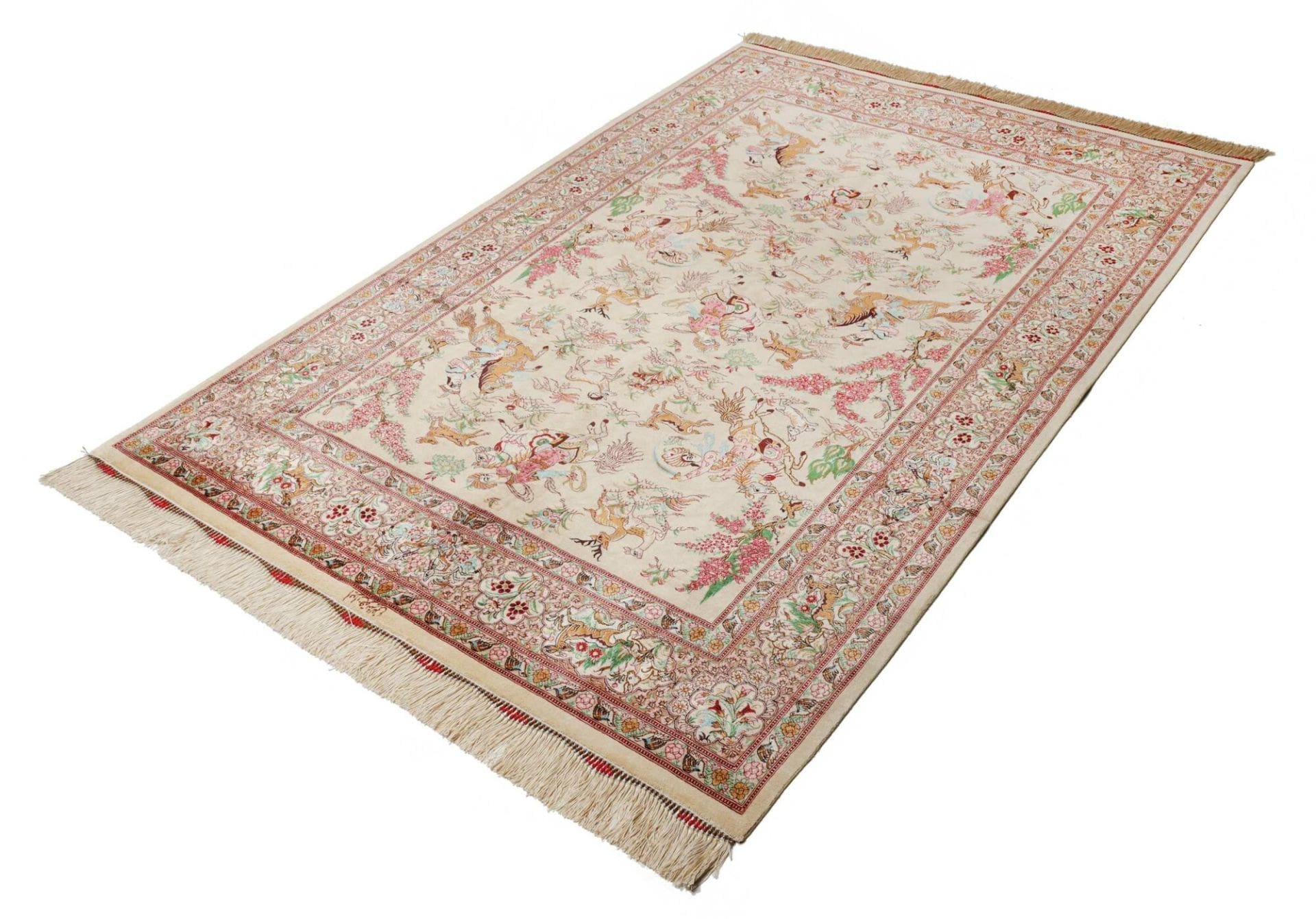Orientteppich Ghom 136 x 198 cm - edel, handgeknüpft, Seide