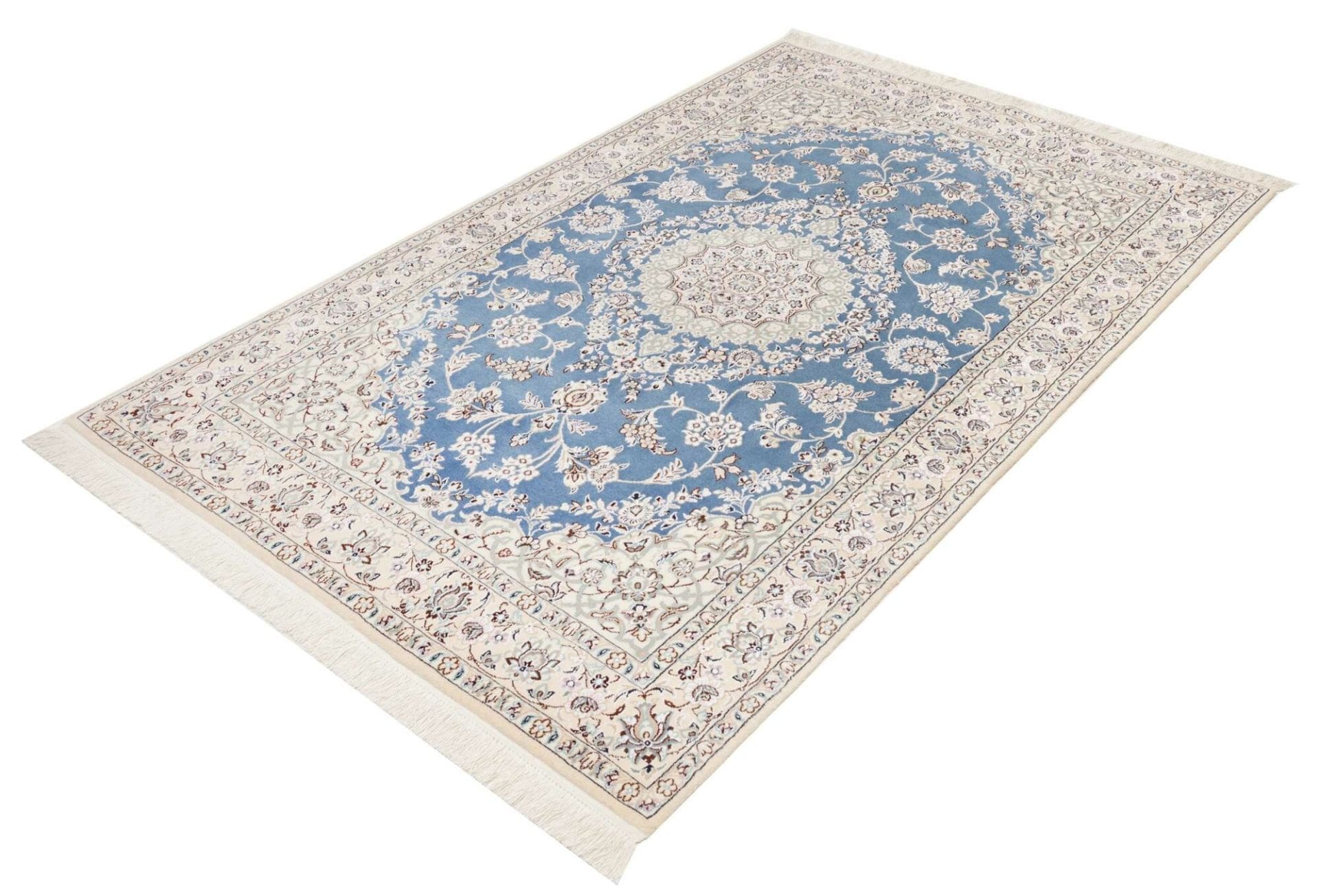 Nain Teppich 131 x 200cm, florales Design, handgeknüpft, Perserteppich