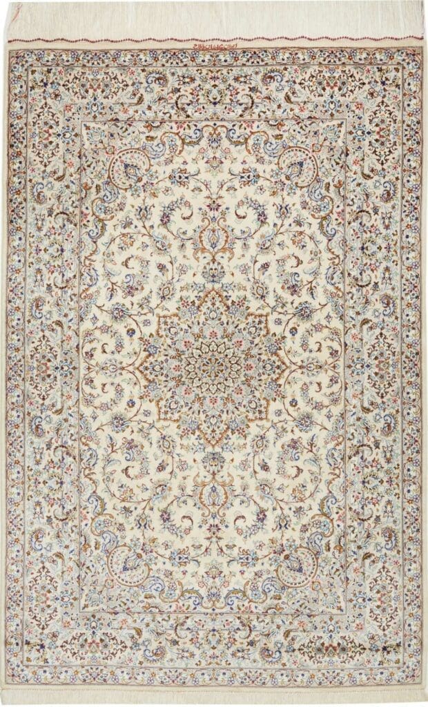 Ghom Teppich 102 x 150 cm, Seide, handgeknüpft, Perserteppich