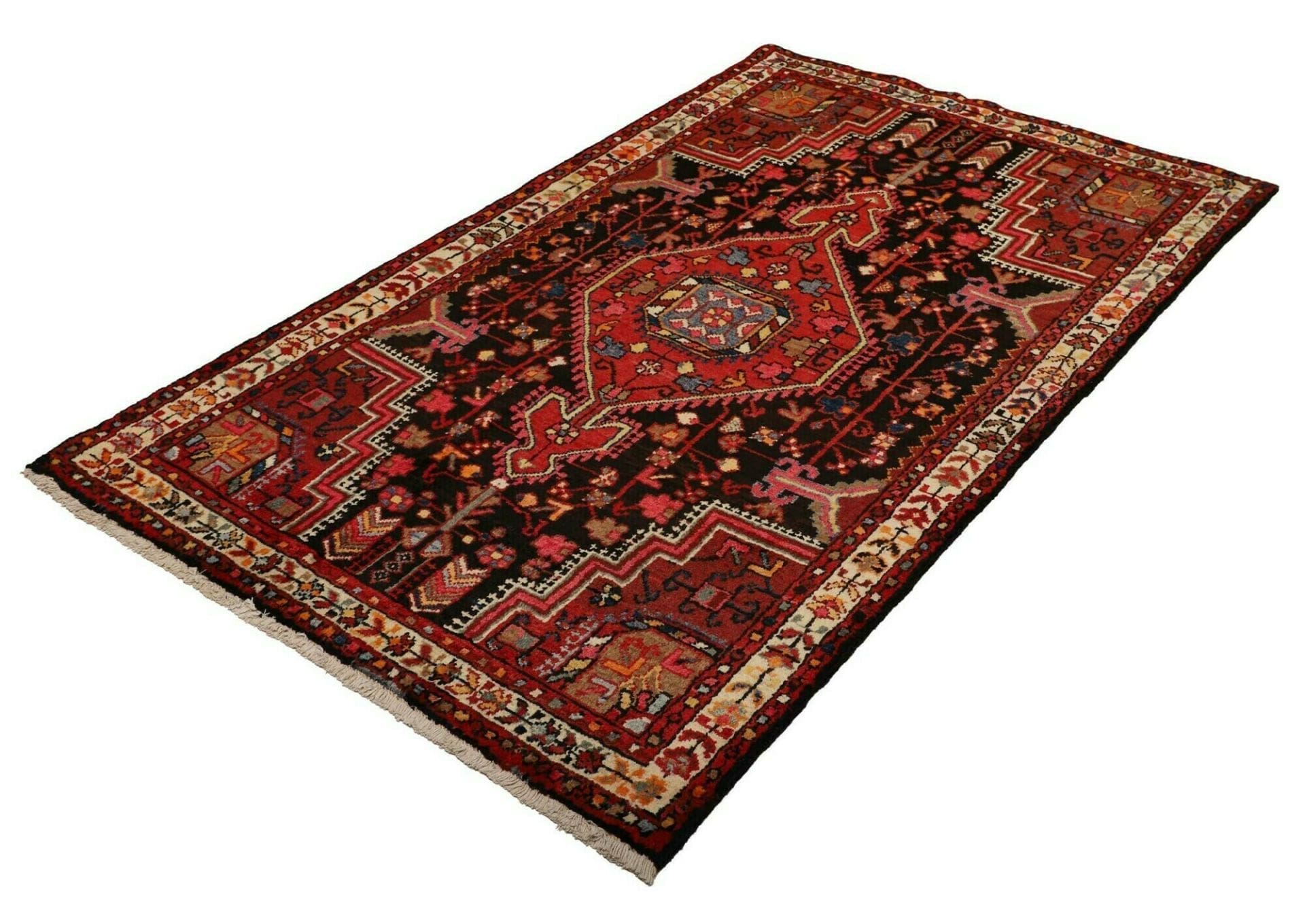 Hamadan Teppich 123 x 193cm, Herati-Muster, Schurwolle, handgeknüpft