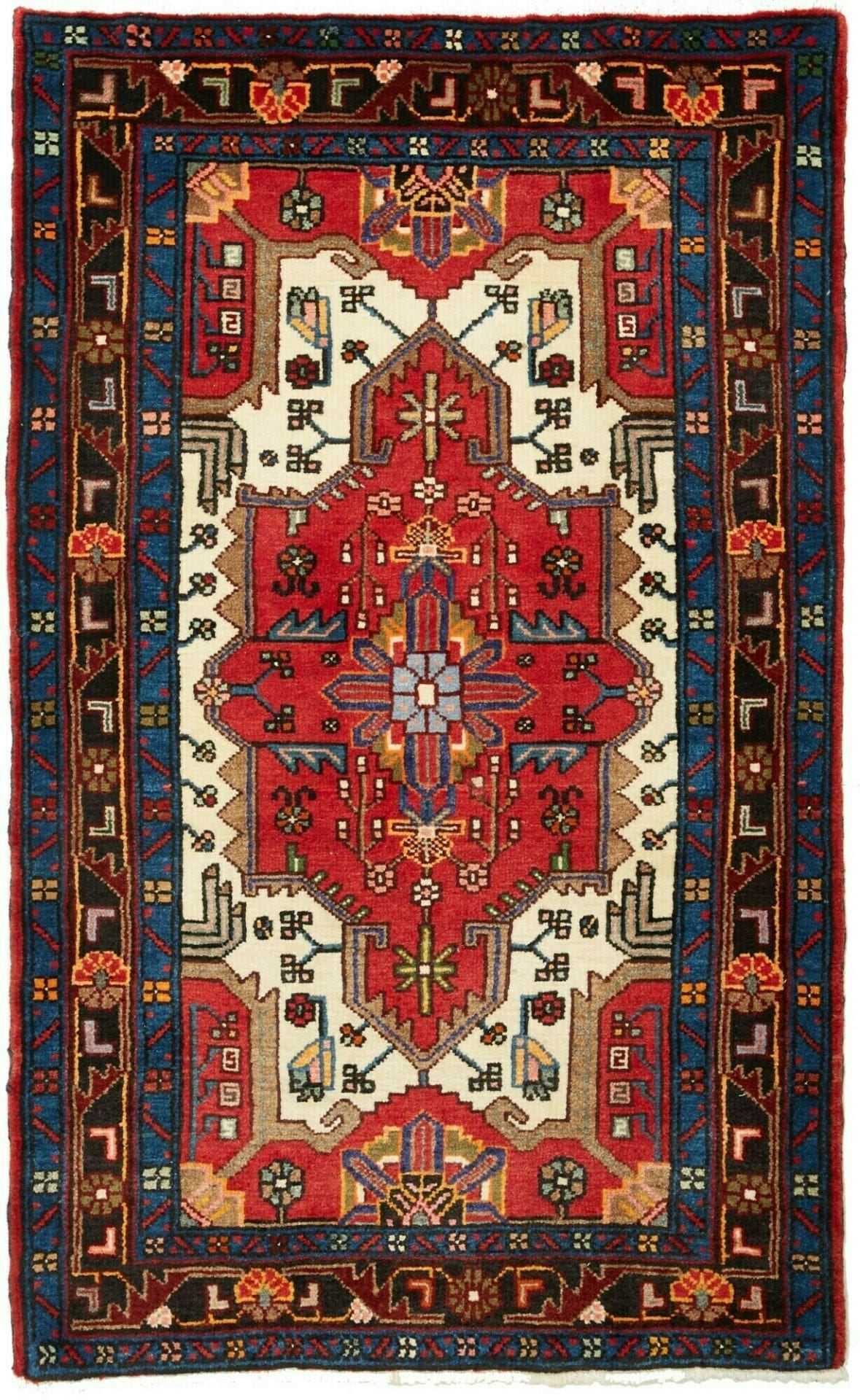 Hamadan Teppich 89 x 141cm, Herati-Muster, Schurwolle, handgeknüpft