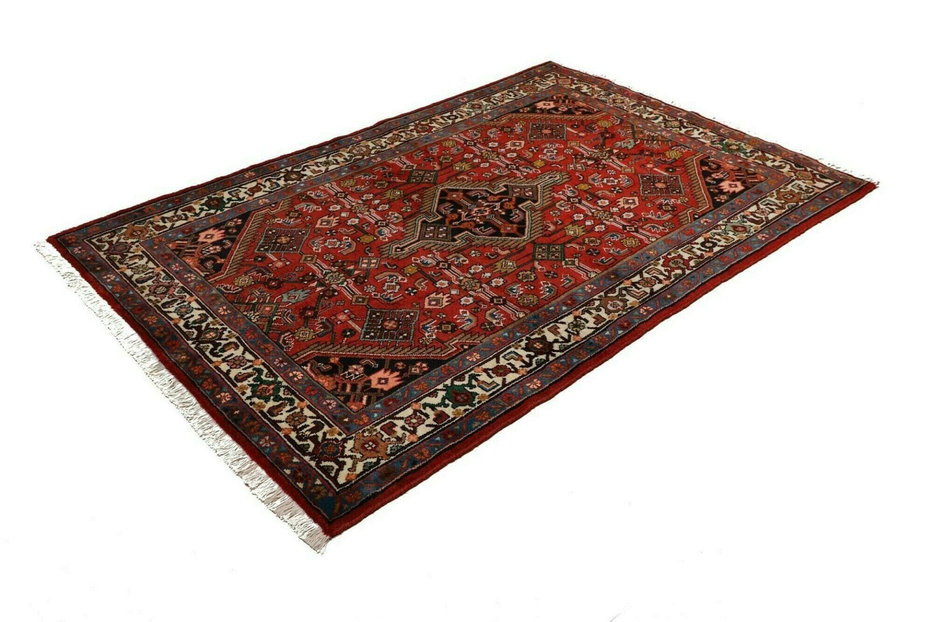 Hamadan Teppich 133 x 195cm, Herati-Muster, Schurwolle, handgeknüpft