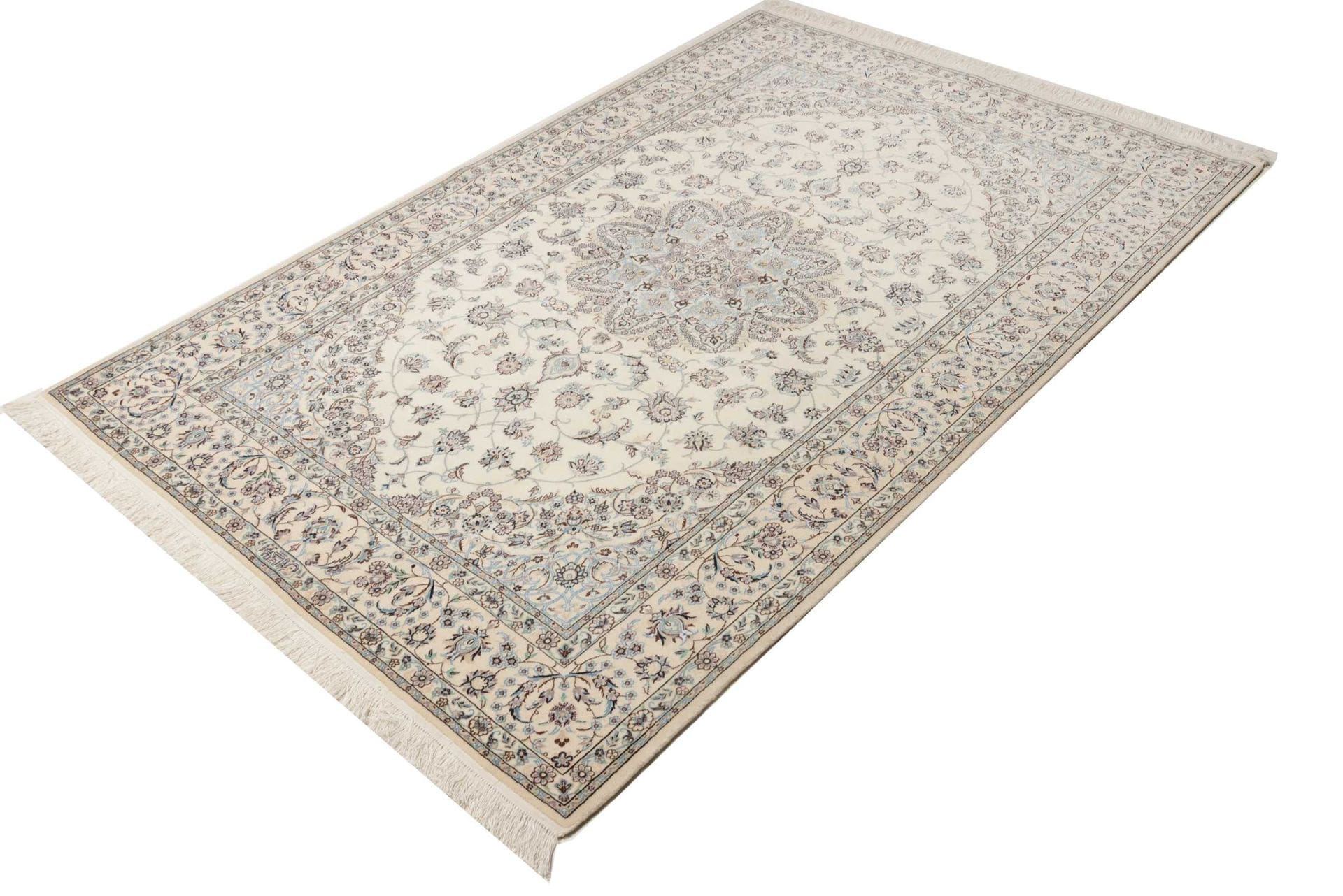 Nain Teppich 135x201cm, Schurwolle, florales Muster, handgeknüpft