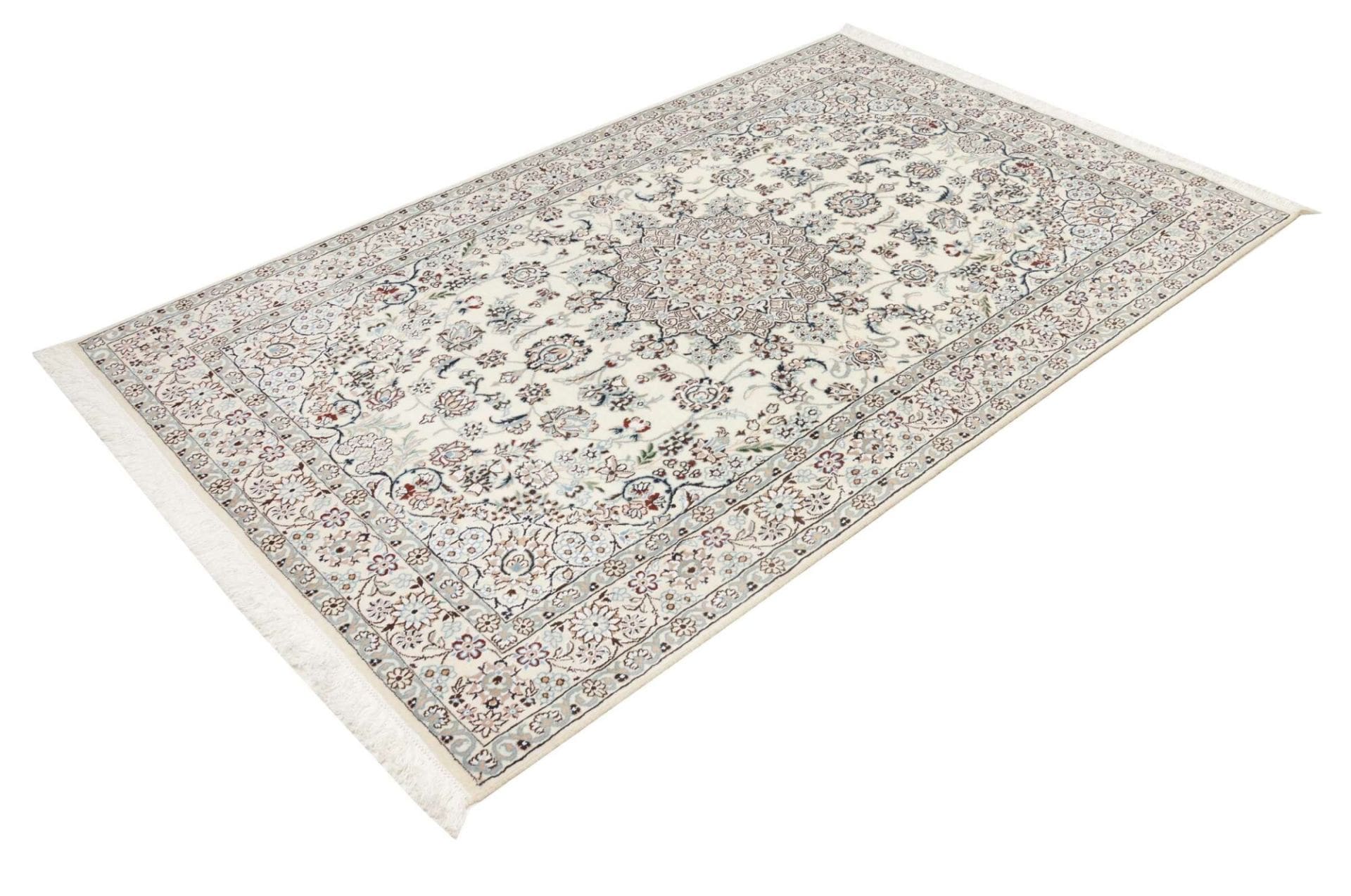 Nain Teppich 133 x 208 cm, florale Muster, handgeknüpft