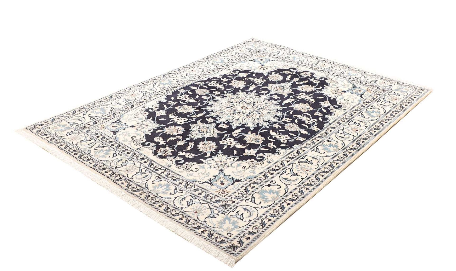 Nain Teppich 153 x 203 cm, florale Muster, handgeknüpft, Perserteppich