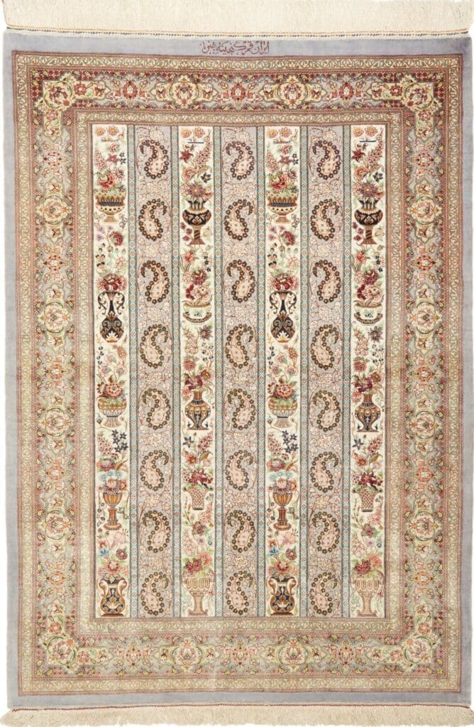 Ghom Teppich 109 x 153 cm, handgeknüpft, edel aus Seide, Perserteppich