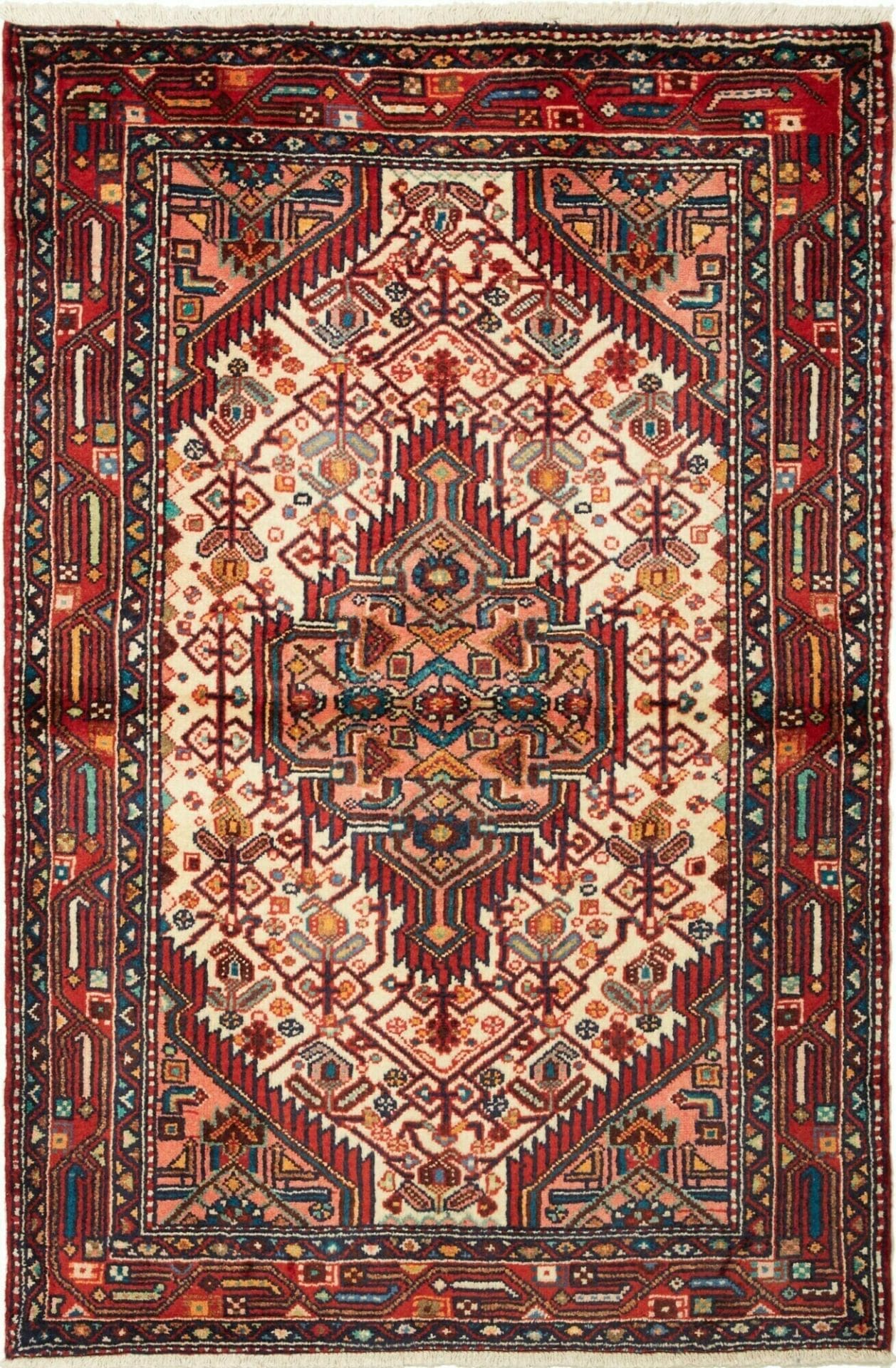 Hamadan Teppich 108 x 159cm mit Herati-Muster, handgeknüpft
