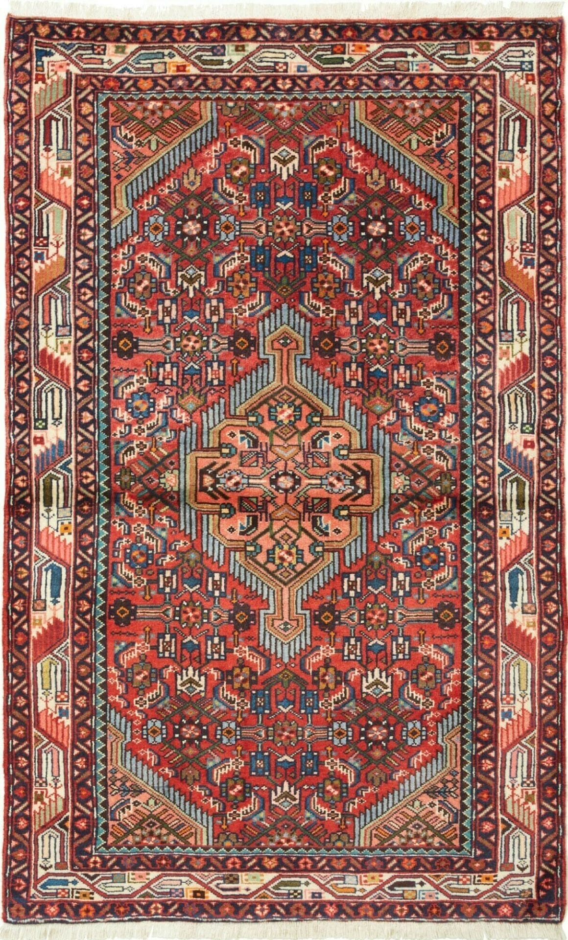 Hamadan Teppich 101 x 160 cm, Schurwolle, Herati-Muster, handgeknüpft