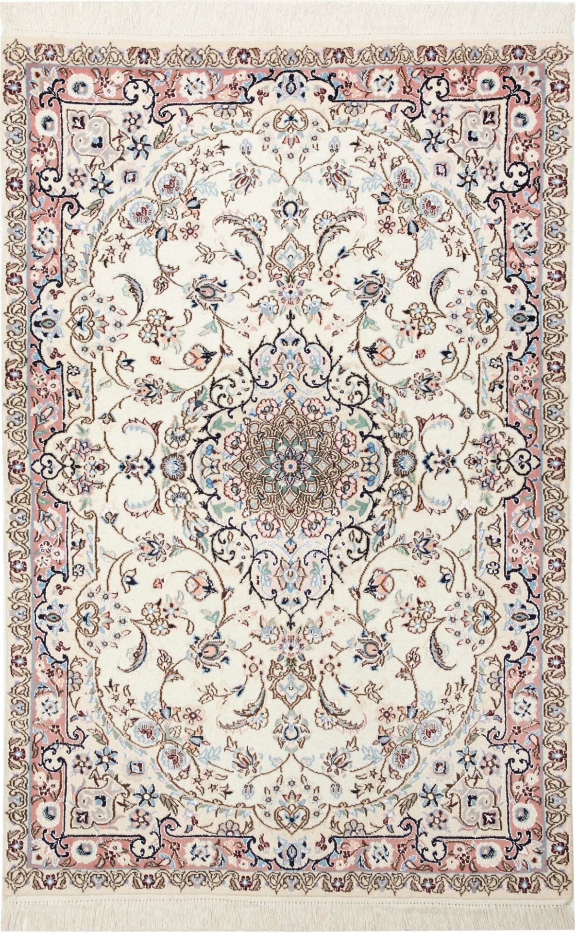Nain Teppich 106 x 153cm, florales Design, handgeknüpft