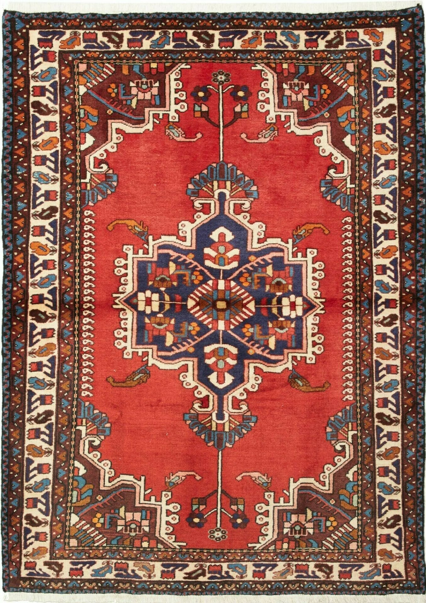 Handgeknüpfter Hamadan Orientteppich 111 x 153cm, Schurwolle, Herati-Muster