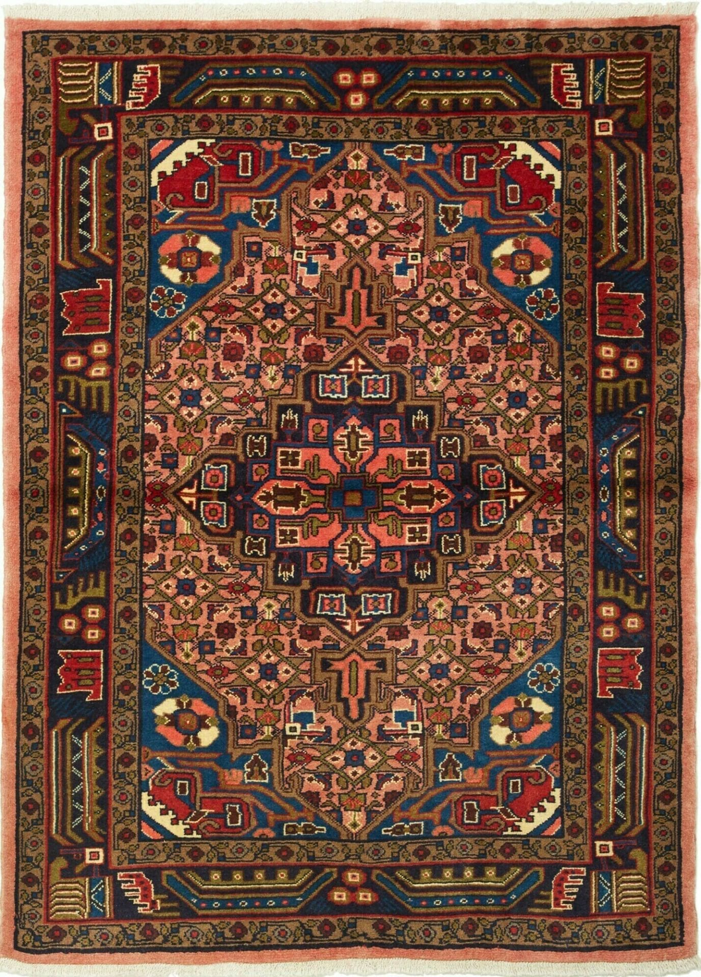 Orientteppich Hamadan 109 x 145 cm, Schurwolle, Herati-Muster, handgeknüpft