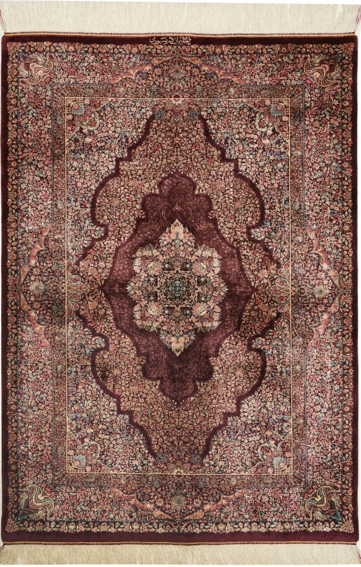 Ghom Teppich 103 x 142cm, Seide, 900.000 Knoten, handgeknüpft