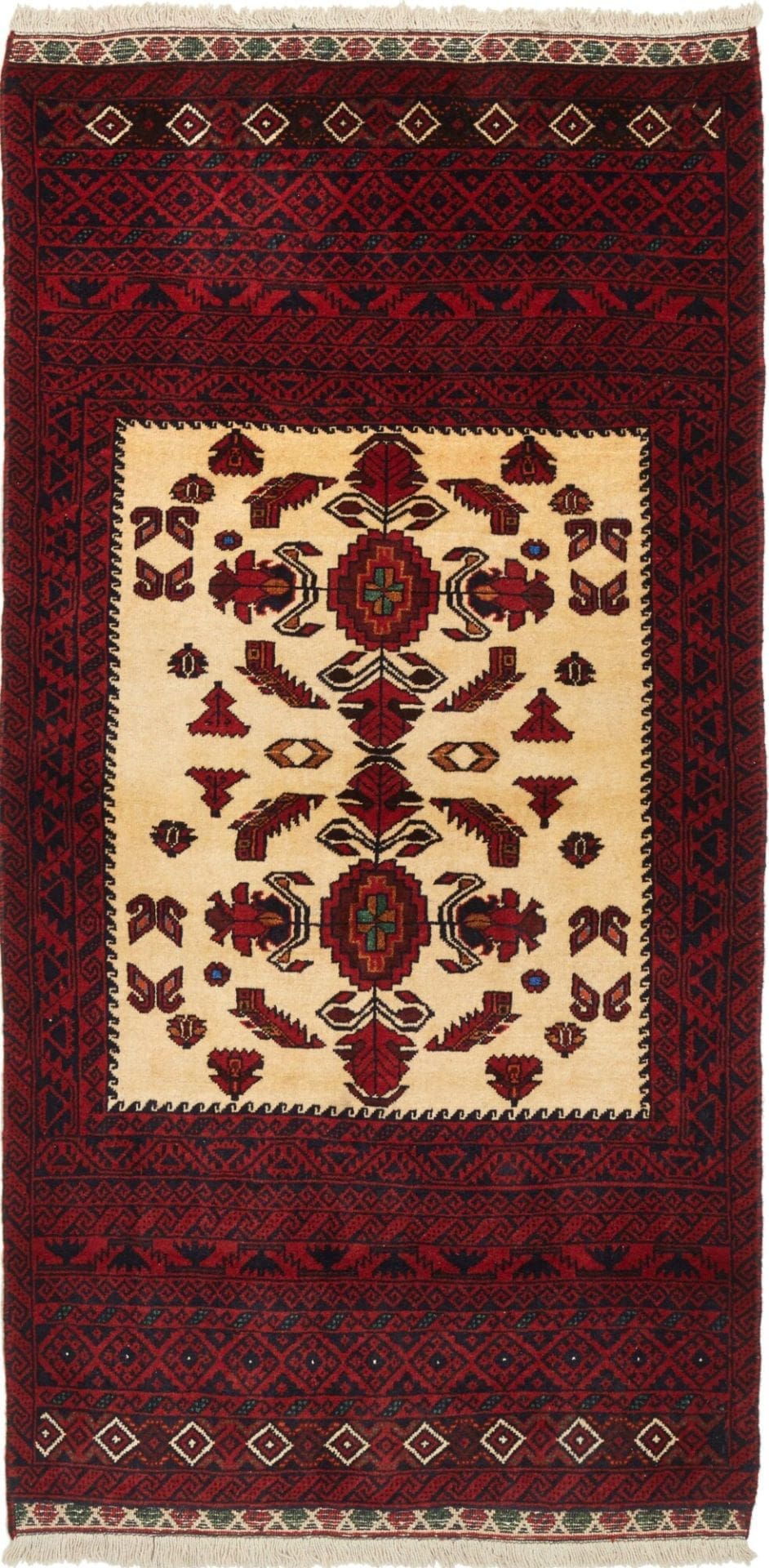 Perserteppich 89 x 174cm, Schurwolle, handgeknüpft, Nain-Muster