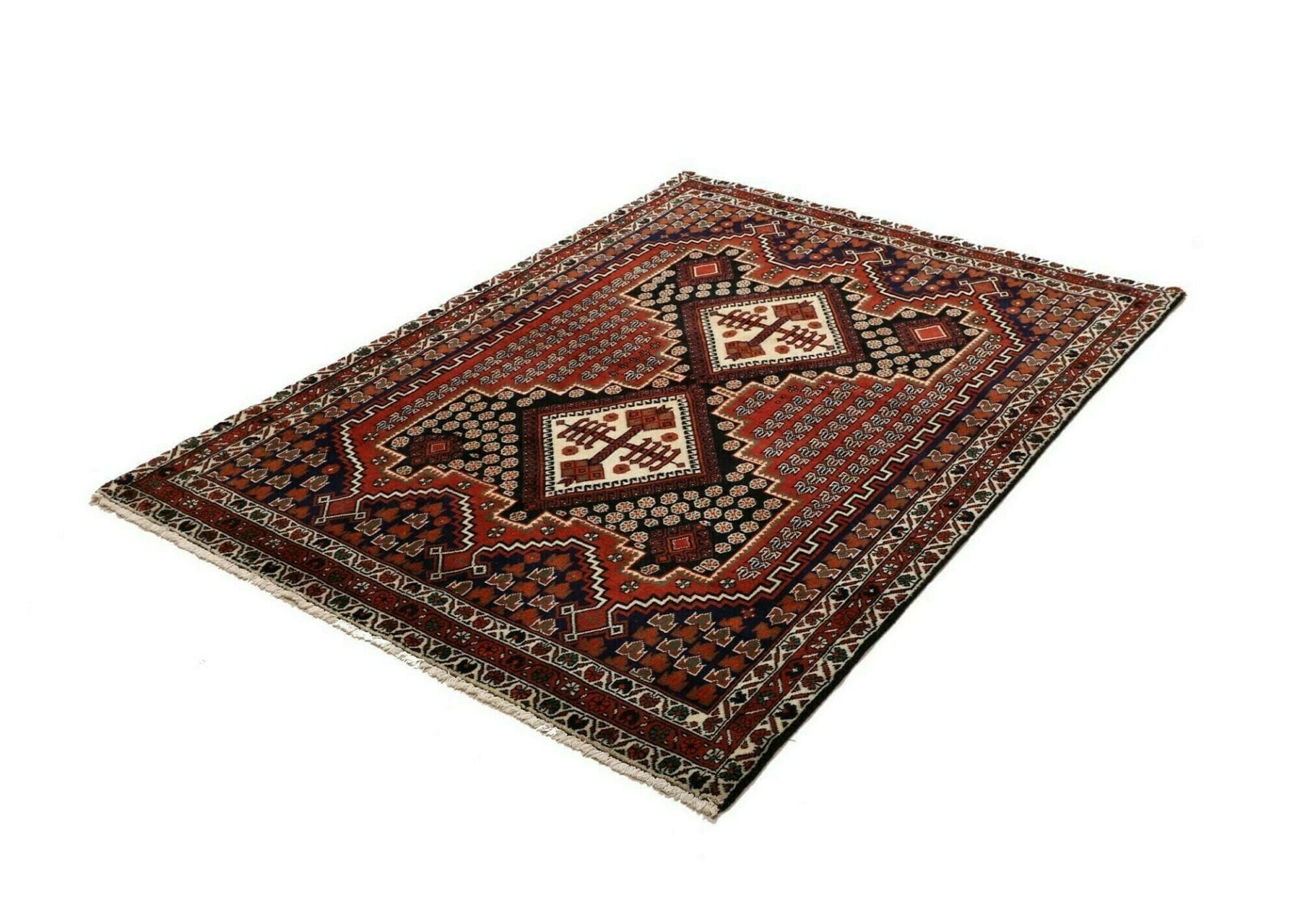 Hamadan Teppich 135 x 180 cm, Herati-Muster, Schurwolle, handgeknüpft