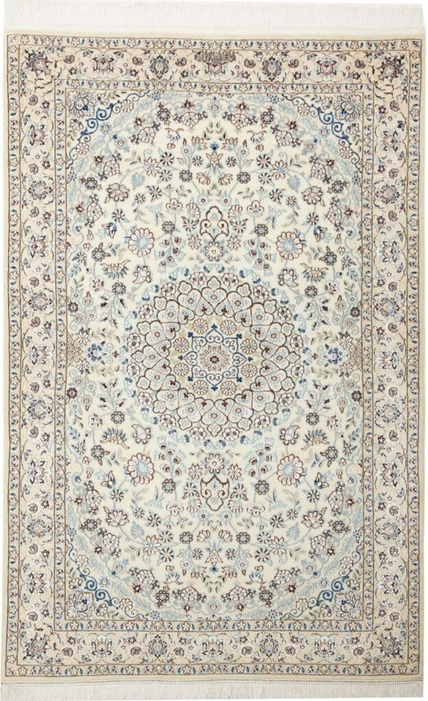 Nain Teppich 103 x 156cm, florales Muster, handgeknüpft, Perserteppich
