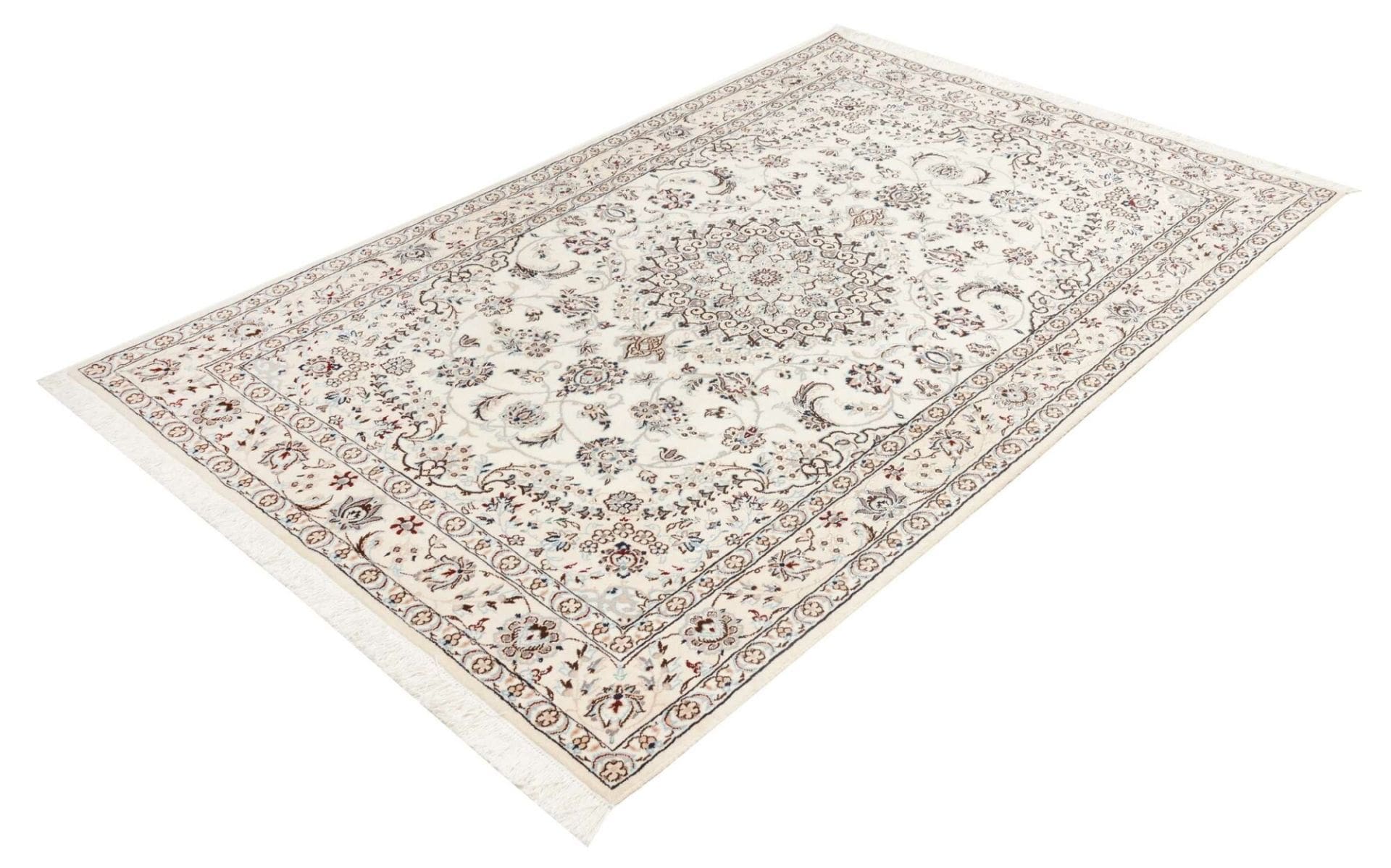 Nain Teppich 133 x 206 cm, florales Muster, handgeknüpft, Perserteppich